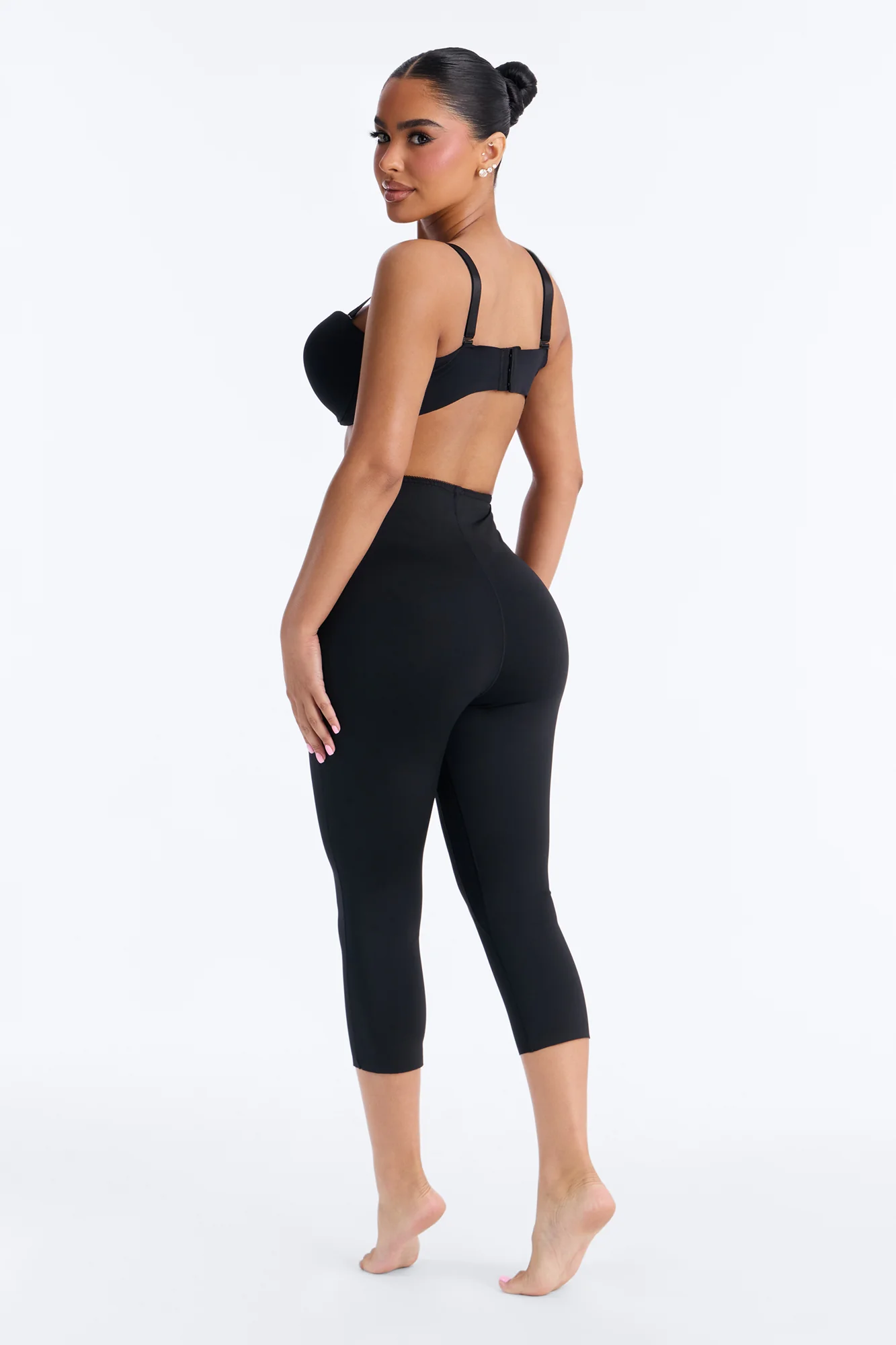 Mid Compression Shapewear Capri Pant - Black - Image 4