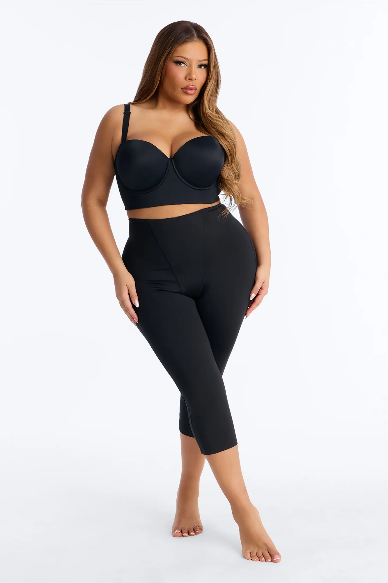 Mid Compression Shapewear Capri Pant - Black - Image 5