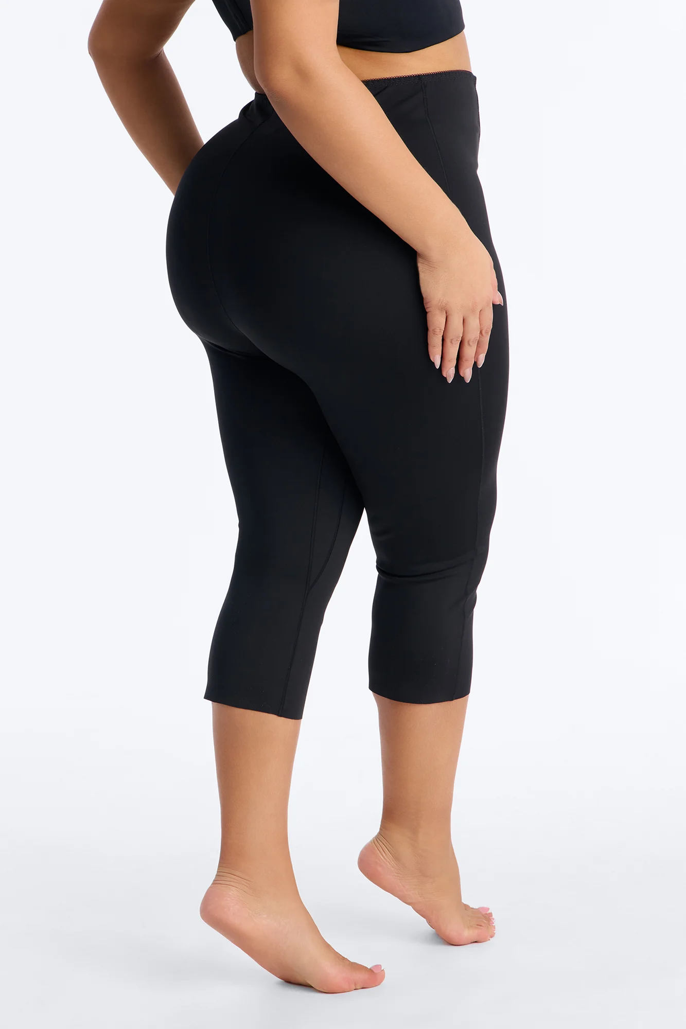 Mid Compression Shapewear Capri Pant - Black - Image 7