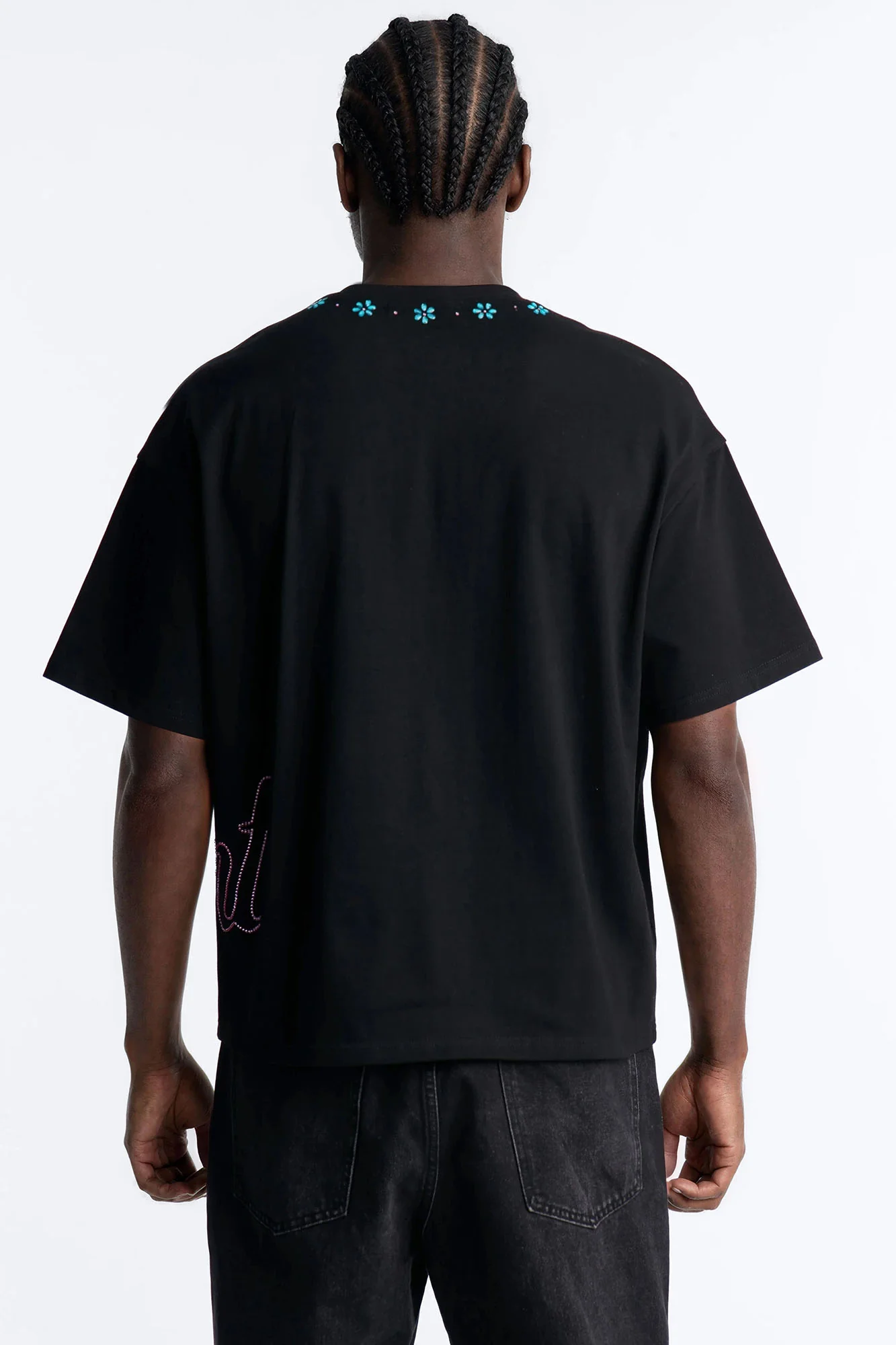 Midnight Bloom Crew Neck Tee - Black - Image 5