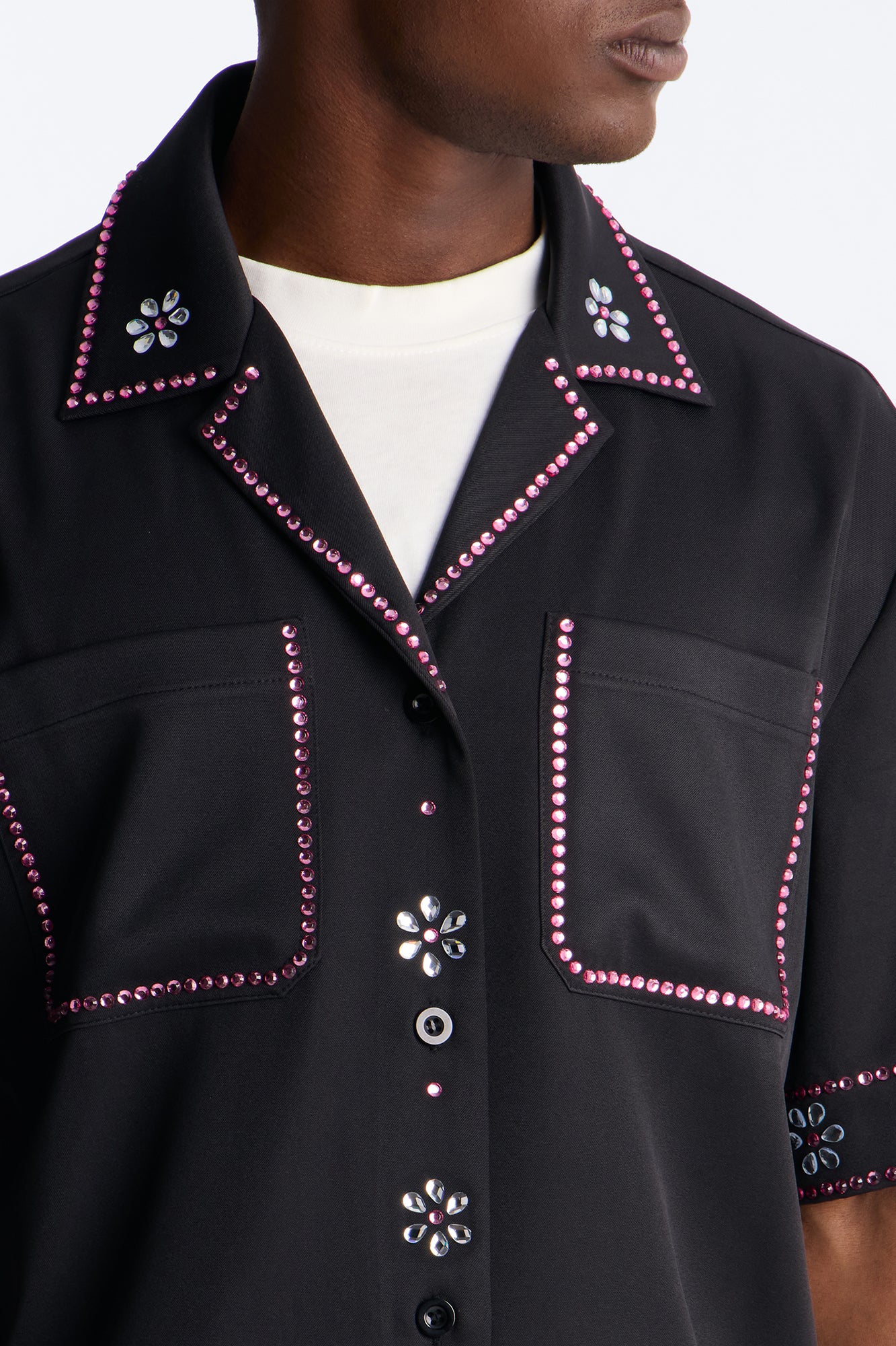 Midnight Bloom Cuban Collar Shirt - Black - Image 3