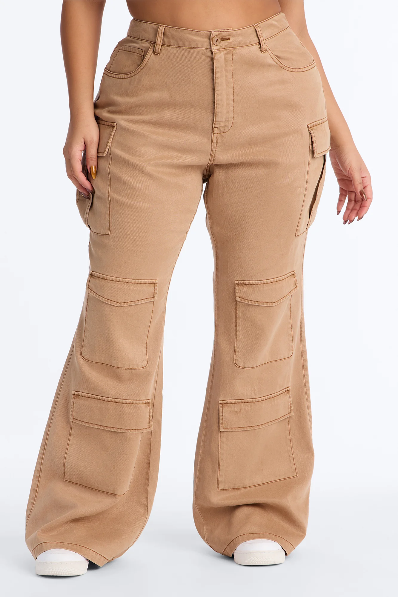 Midnight Market Washed Cargo Flare Pant 33″ - Khaki - Image 6