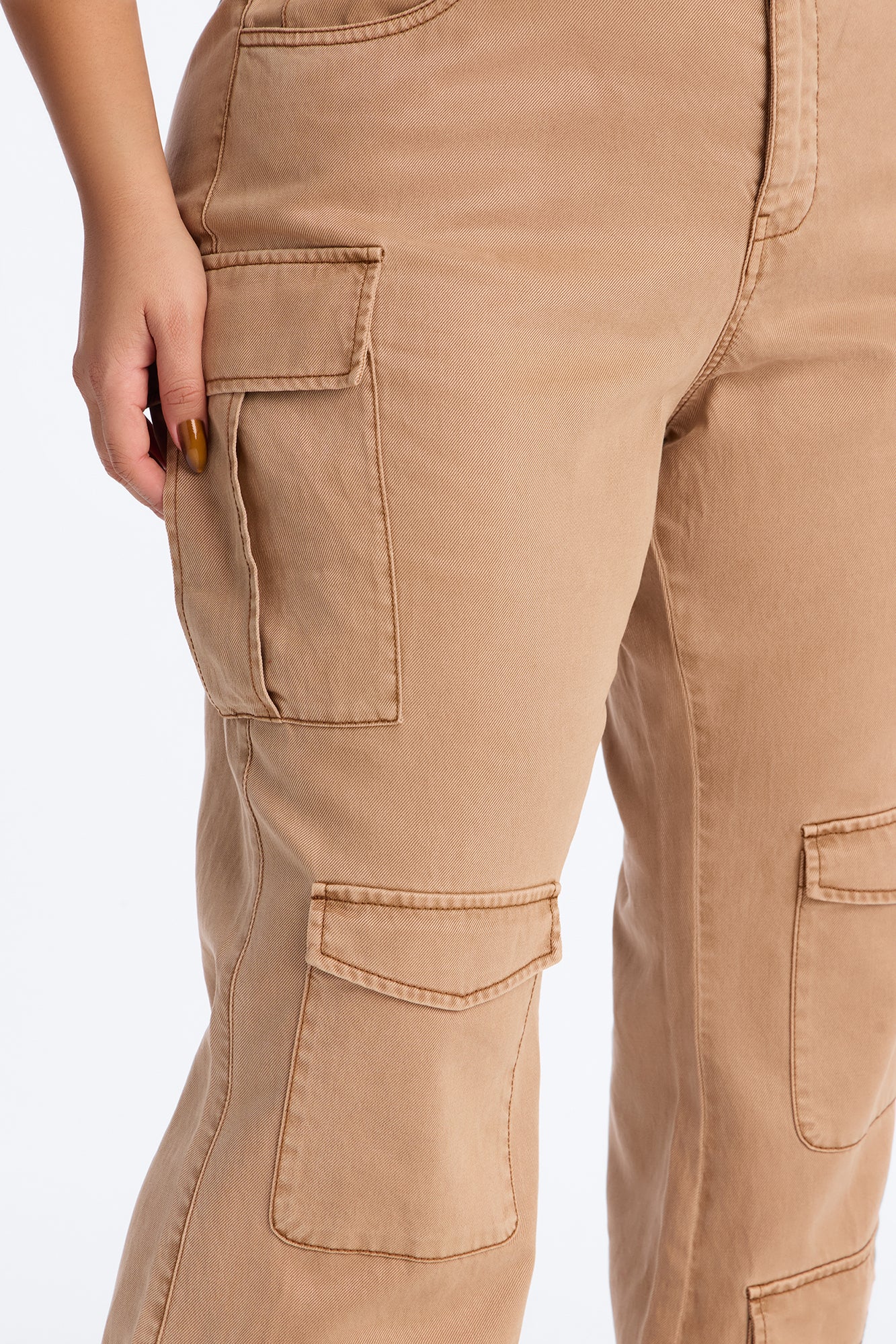 Midnight Market Washed Cargo Flare Pant 33″ - Khaki - Image 7