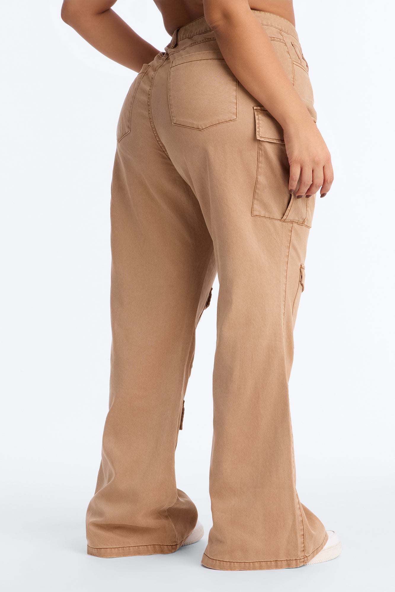 Midnight Market Washed Cargo Flare Pant 33″ - Khaki - Image 8