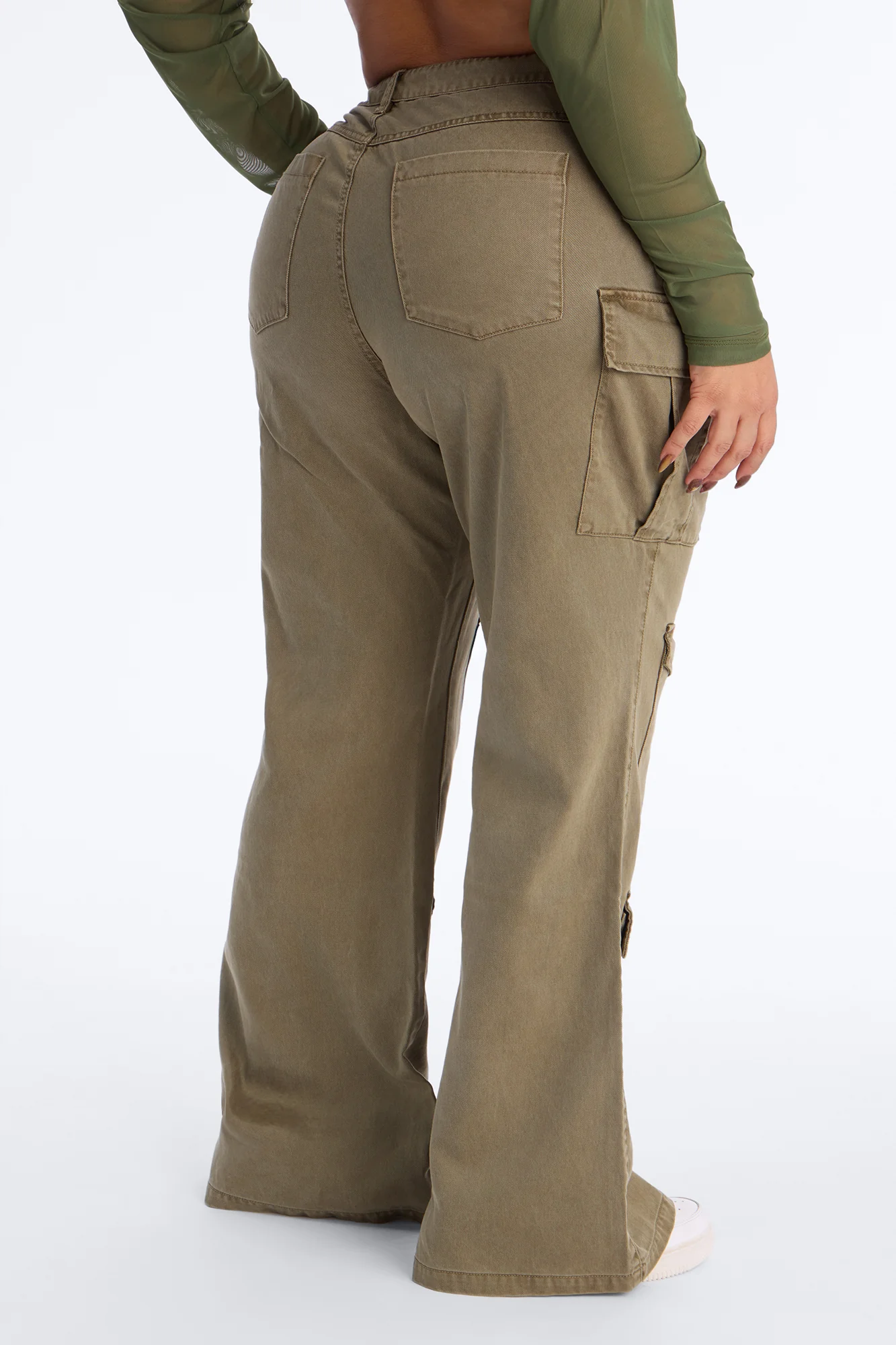 Midnight Market Washed Cargo Flare Pant 33″ - Olive - Image 8
