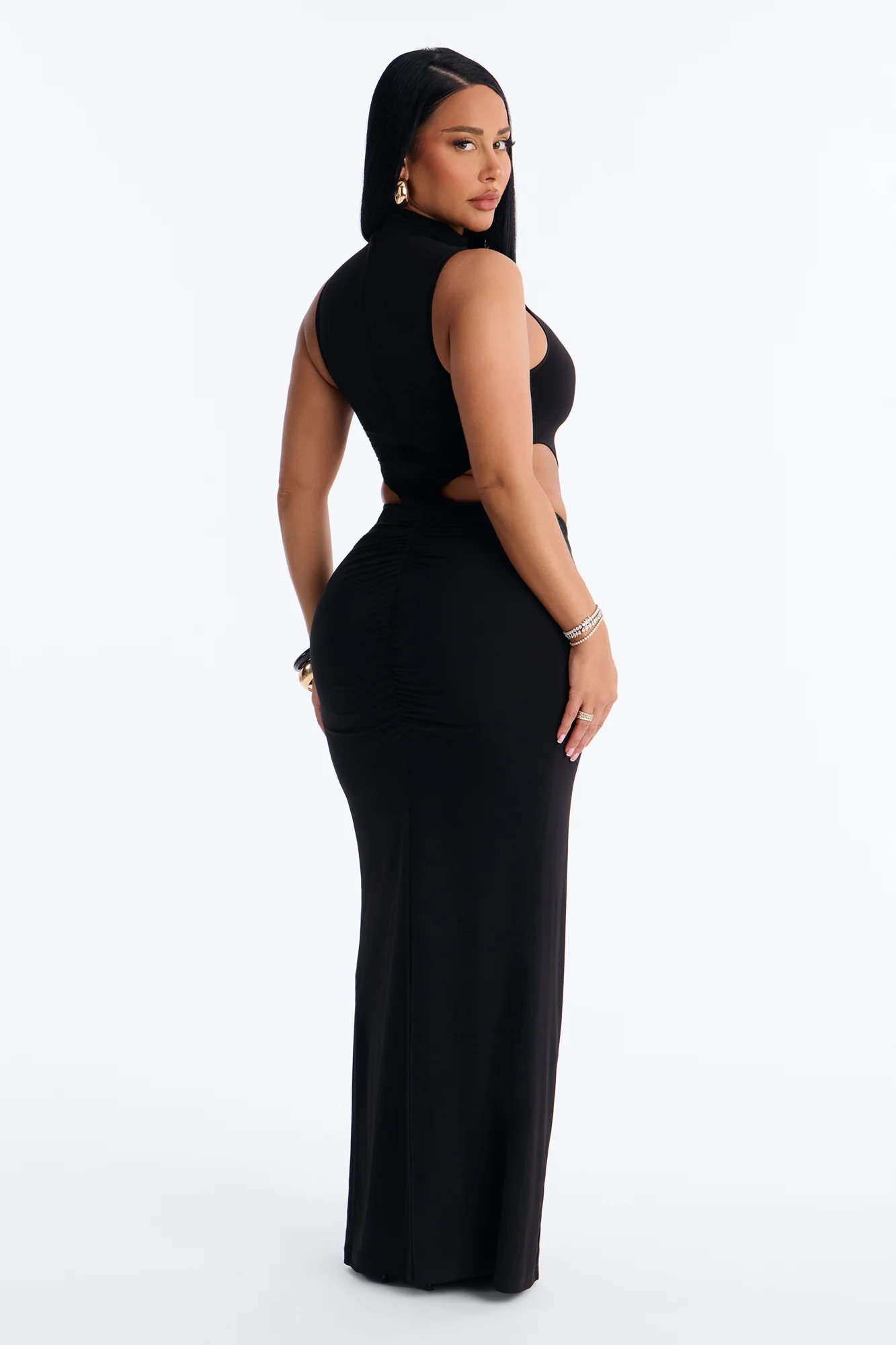 Midnight Mirage Cut Out Maxi Dress - Black - Image 4