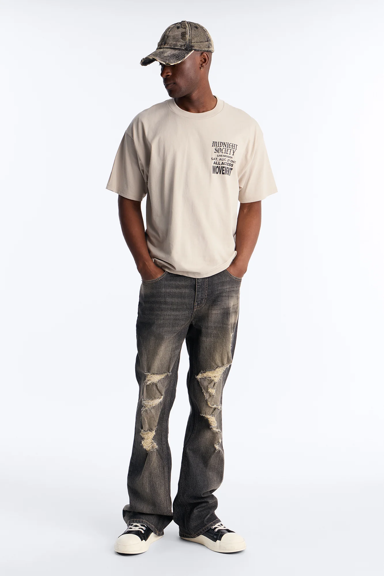 Midnight Society Boxy Short Sleeve Tee - Grey - Image 2