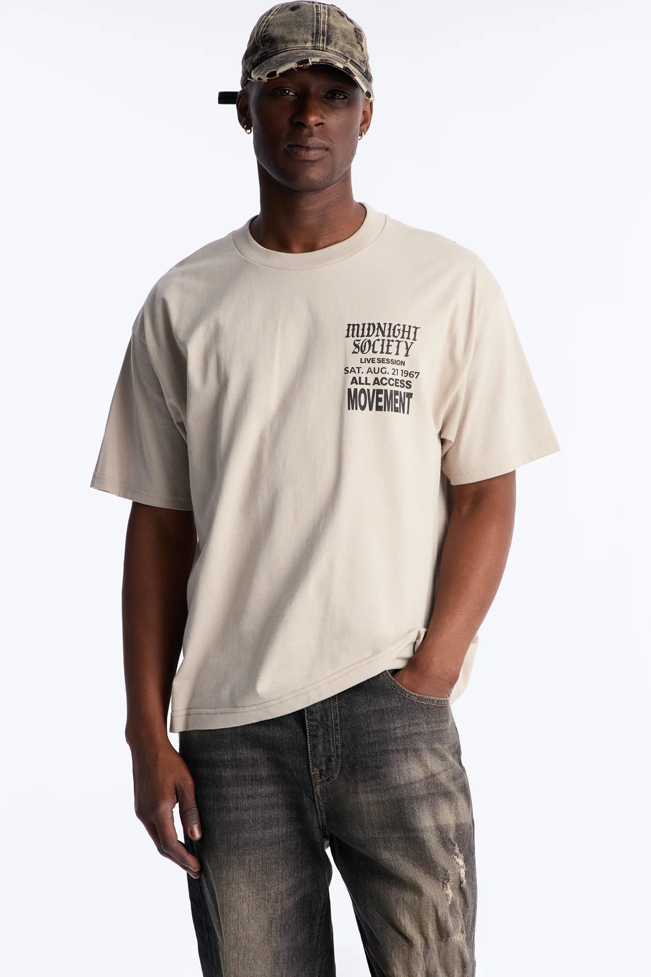 Midnight Society Boxy Short Sleeve Tee - Grey - Image 4