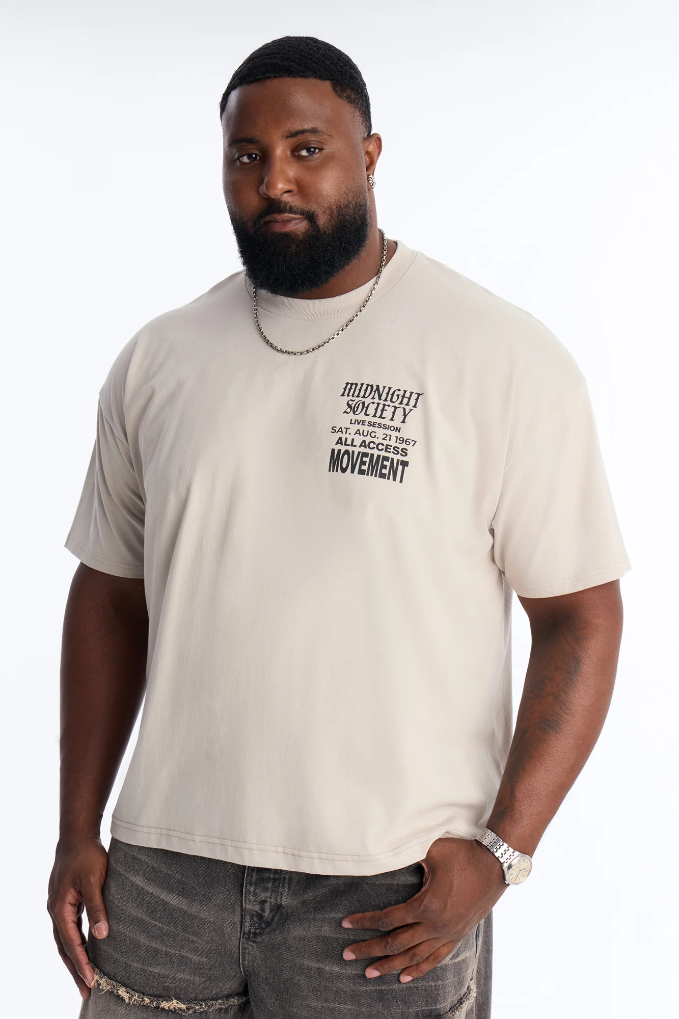 Midnight Society Boxy Short Sleeve Tee - Grey - Image 8