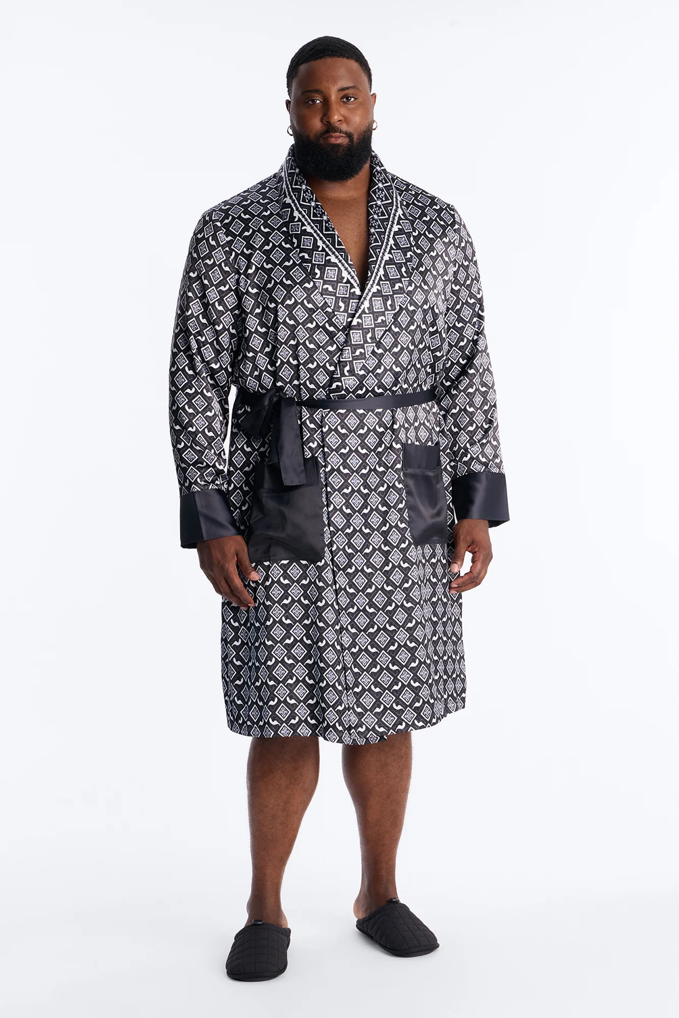 Midnight Tribal Robe Lounge Set - Black/White - Image 8