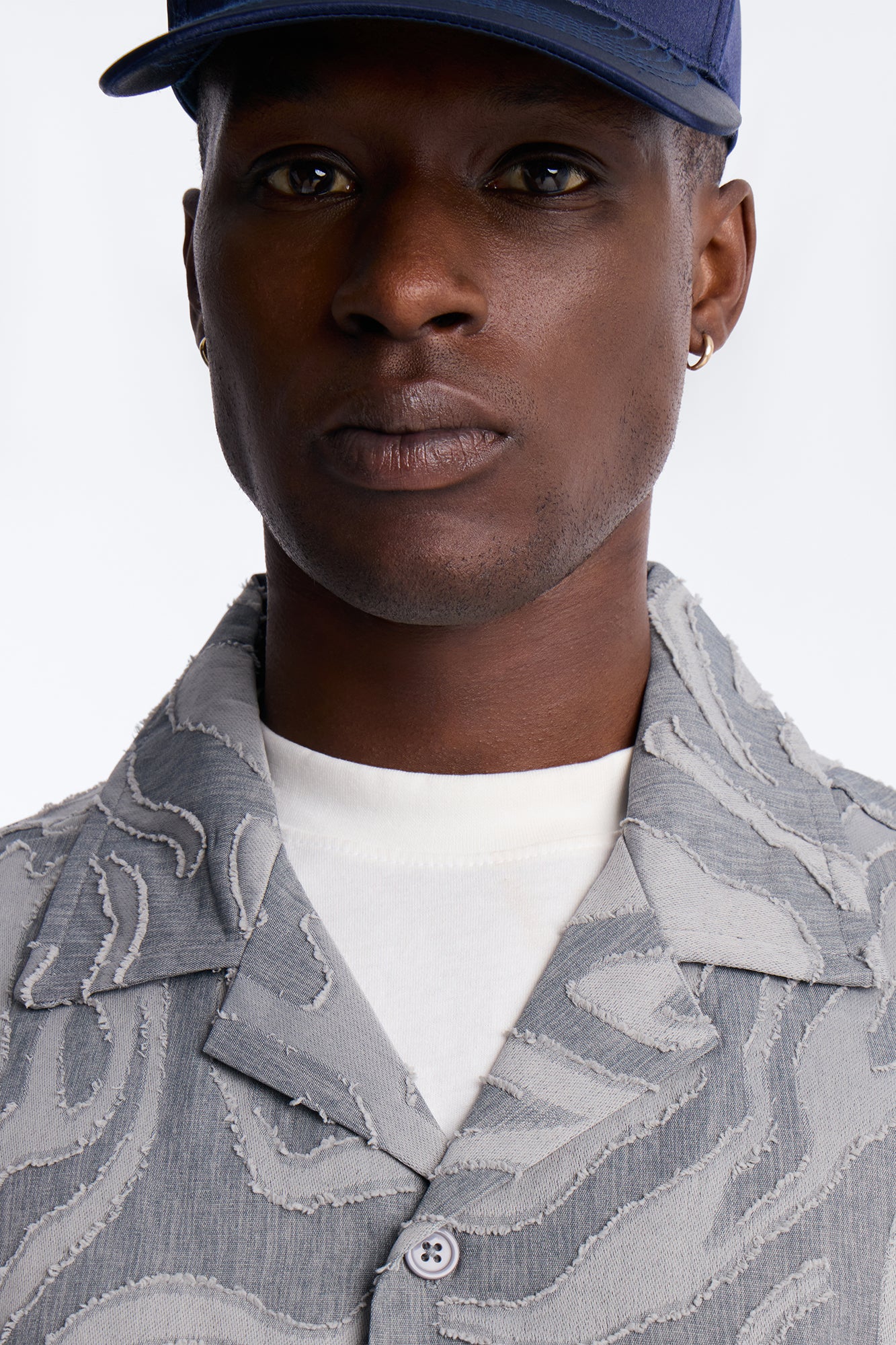 Midnight Wave Cuban Button Up Shirt - Grey - Image 3