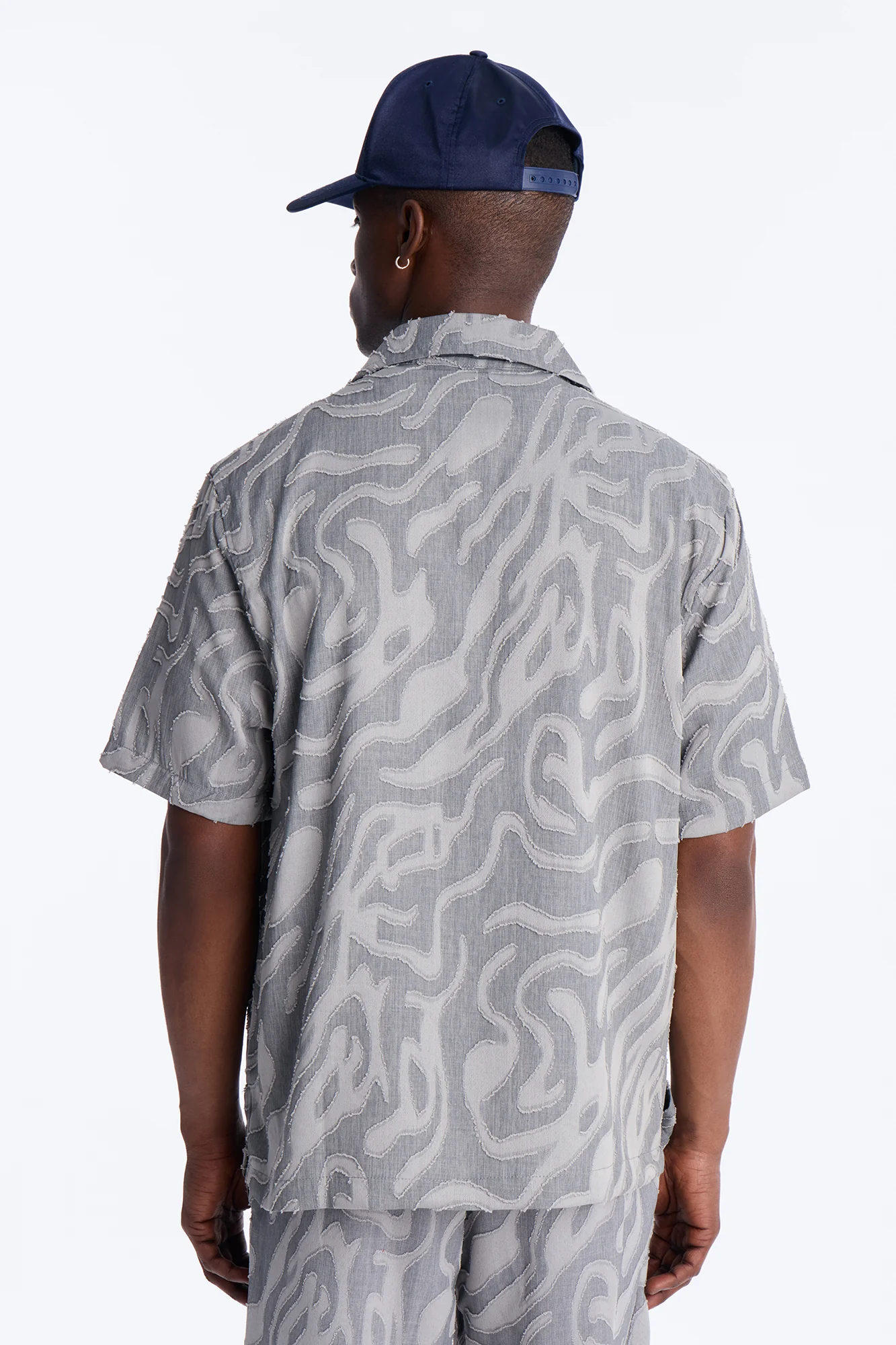 Midnight Wave Cuban Button Up Shirt - Grey - Image 4