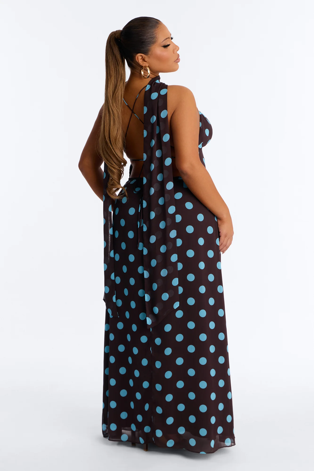 Mikayla Scarf Chiffon Maxi Dress - Chocolate/Combo - Image 7