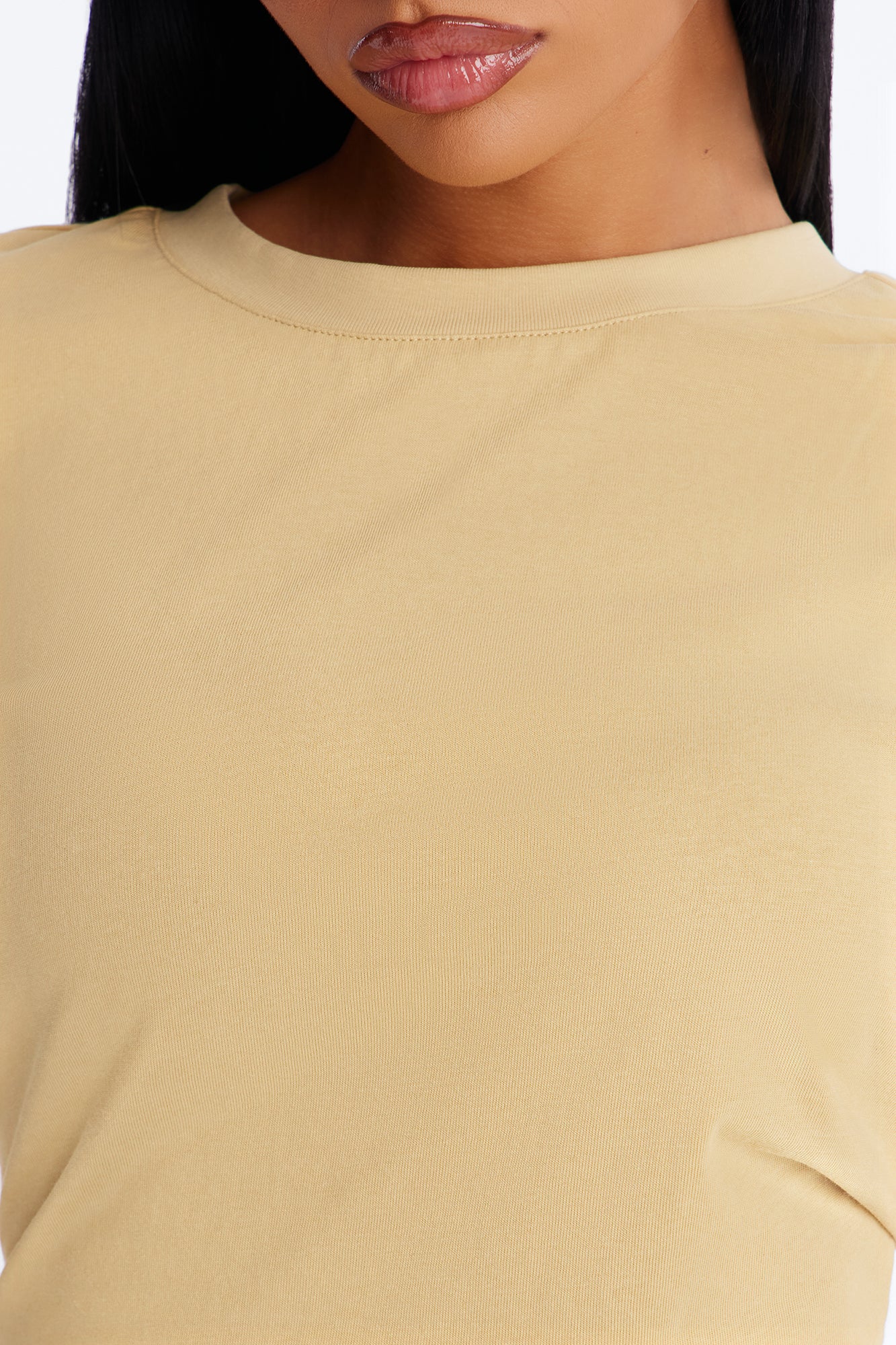Mila Cinched Waist Asymmetrical T-Shirt - Honey - Image 3