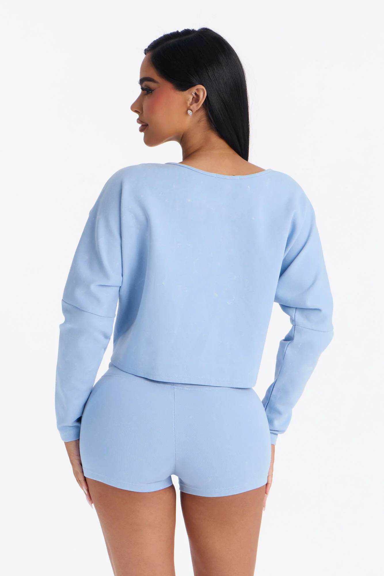 Mila Off Shoulder Micro Short Set - Blue - Image 3
