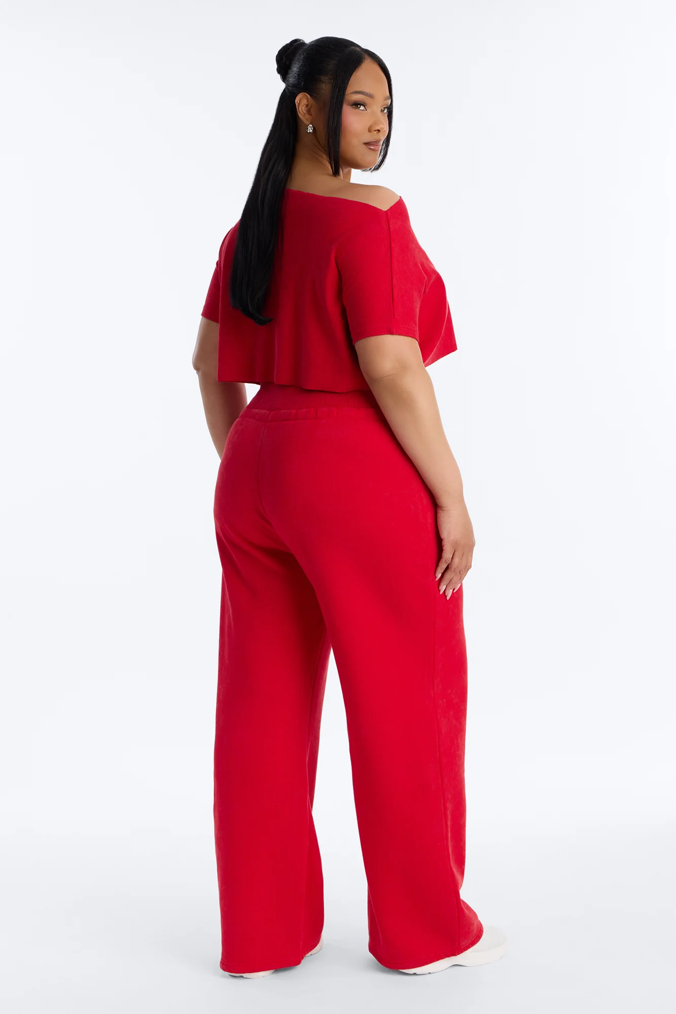 Mila Off Shoulder Top And Sweatpant Set - Red - Image 7