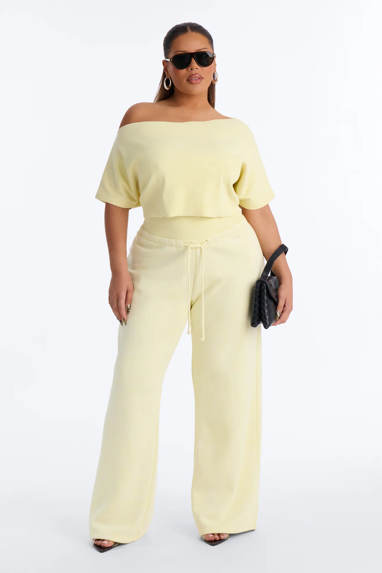 Mila Off Shoulder Top And Sweatpant Set - Yellow - Image 5
