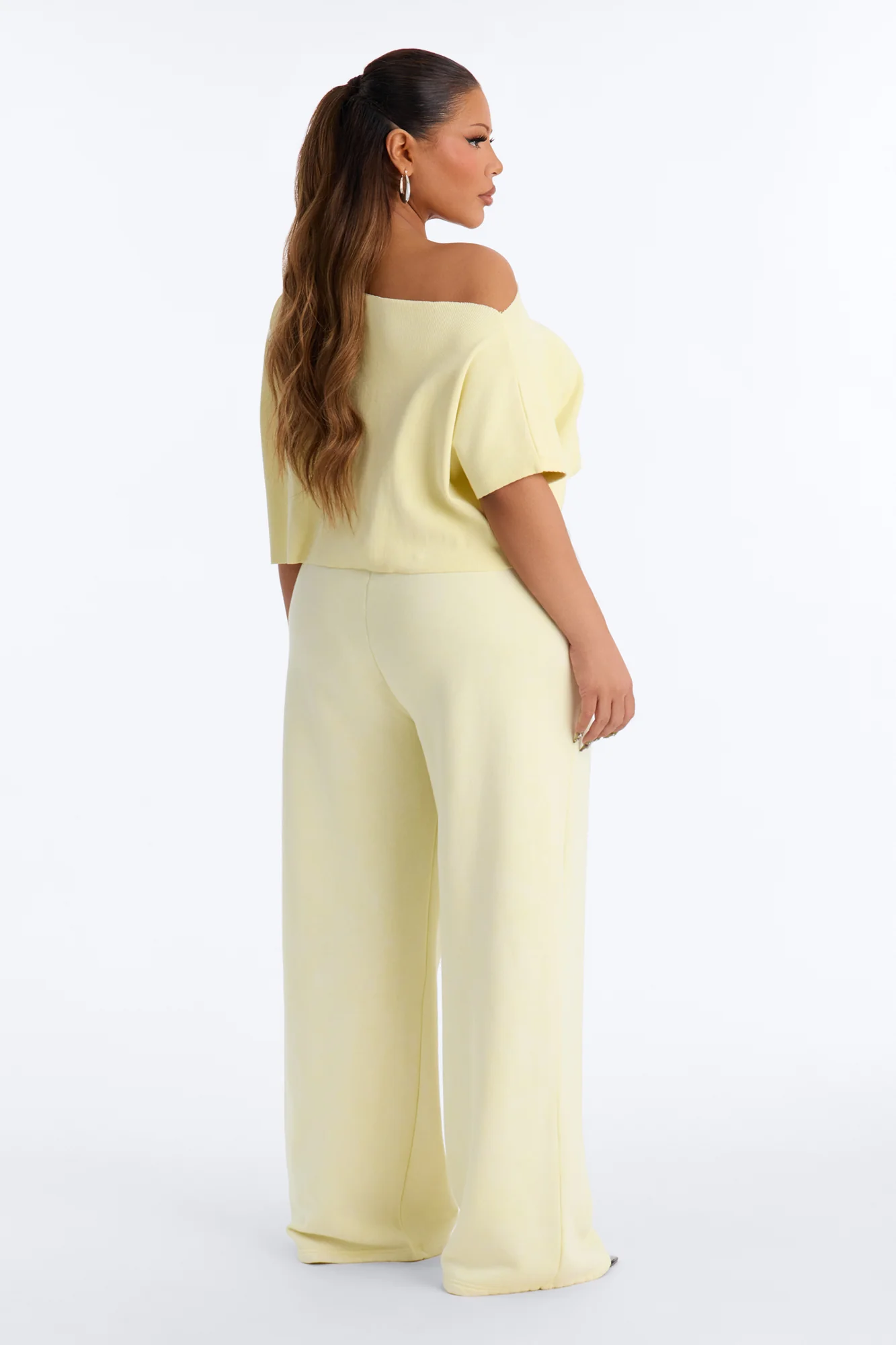 Mila Off Shoulder Top And Sweatpant Set - Yellow - Image 8