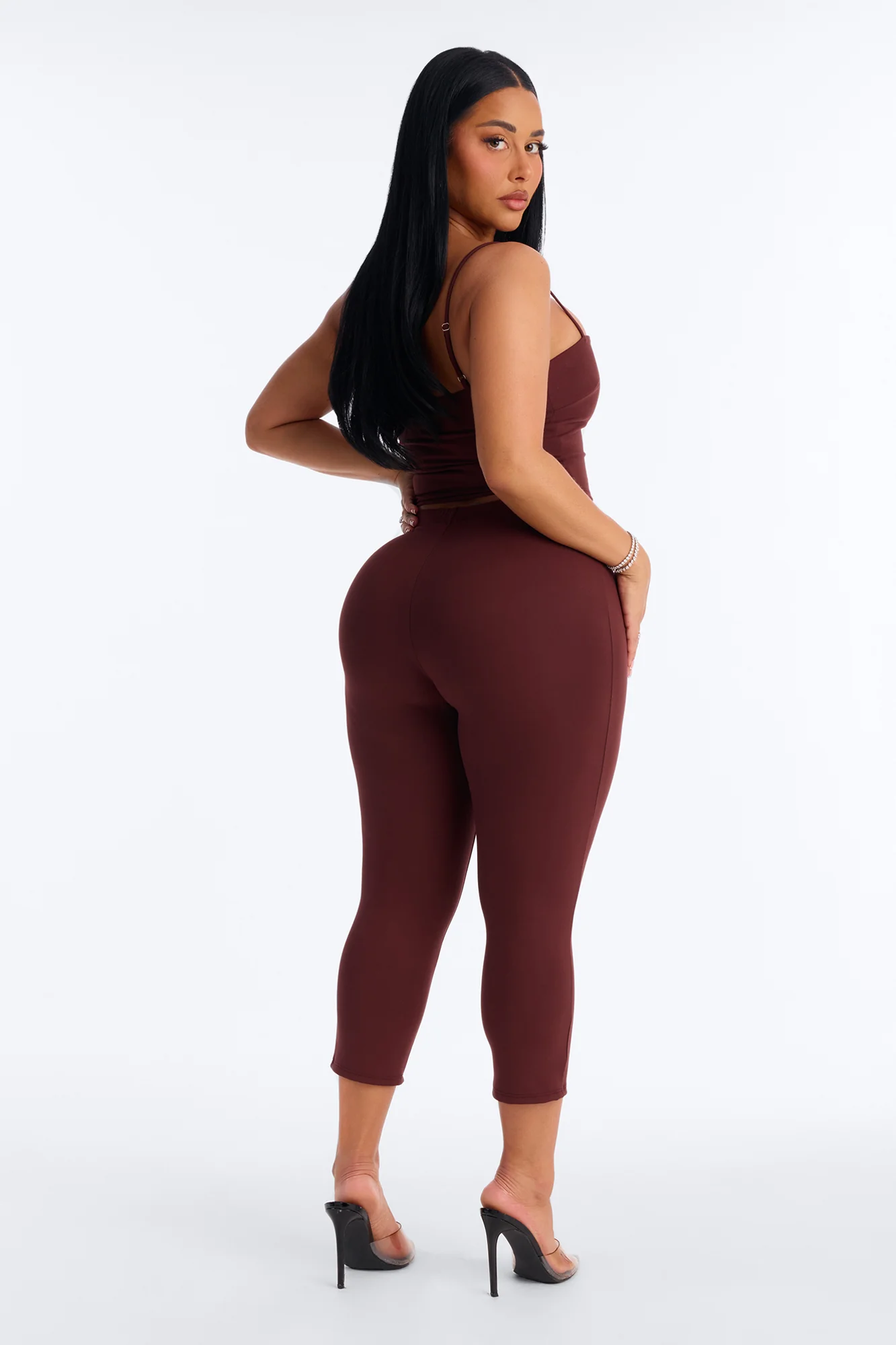 Mila Tank Top Capri Set - Brown - Image 4