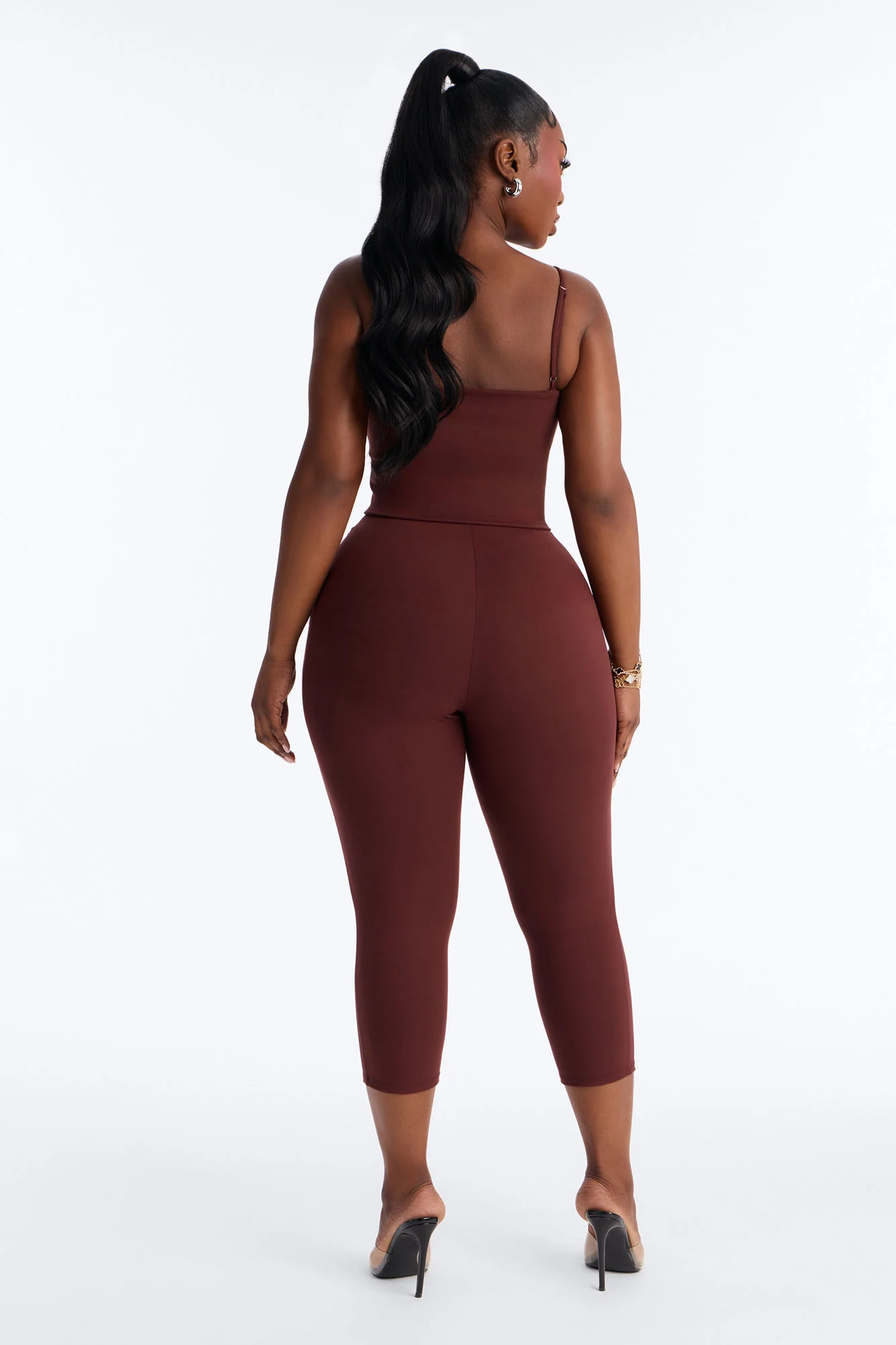 Mila Tank Top Capri Set - Brown - Image 8