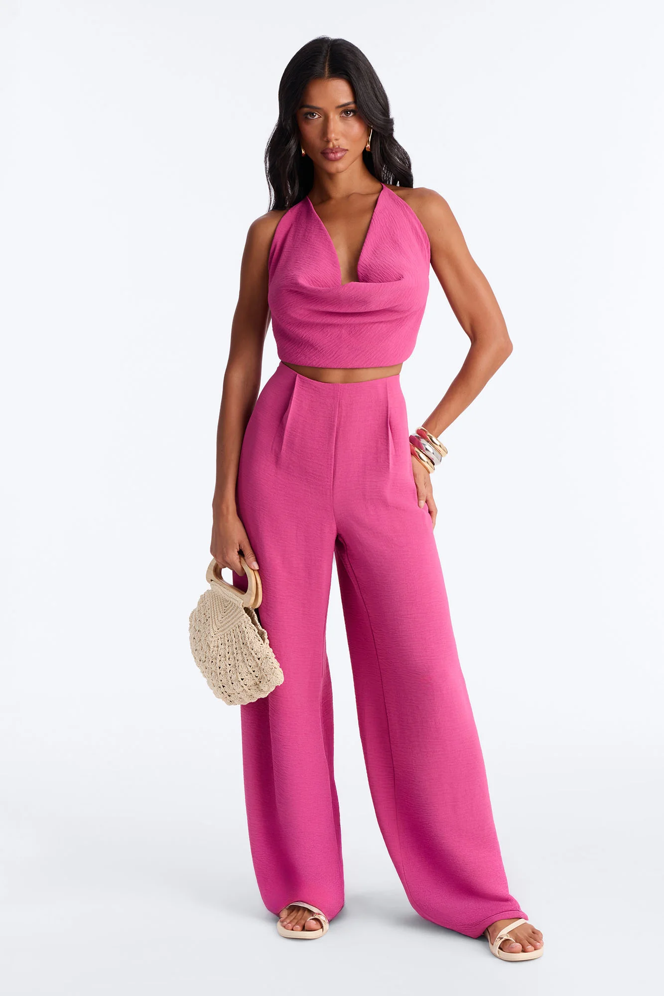 Milan Halter Pant Set - Pink