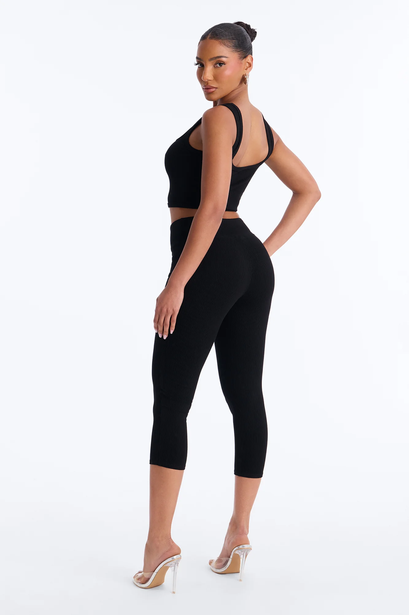 Milana Snatched Capri Pant Set - Black - Image 3