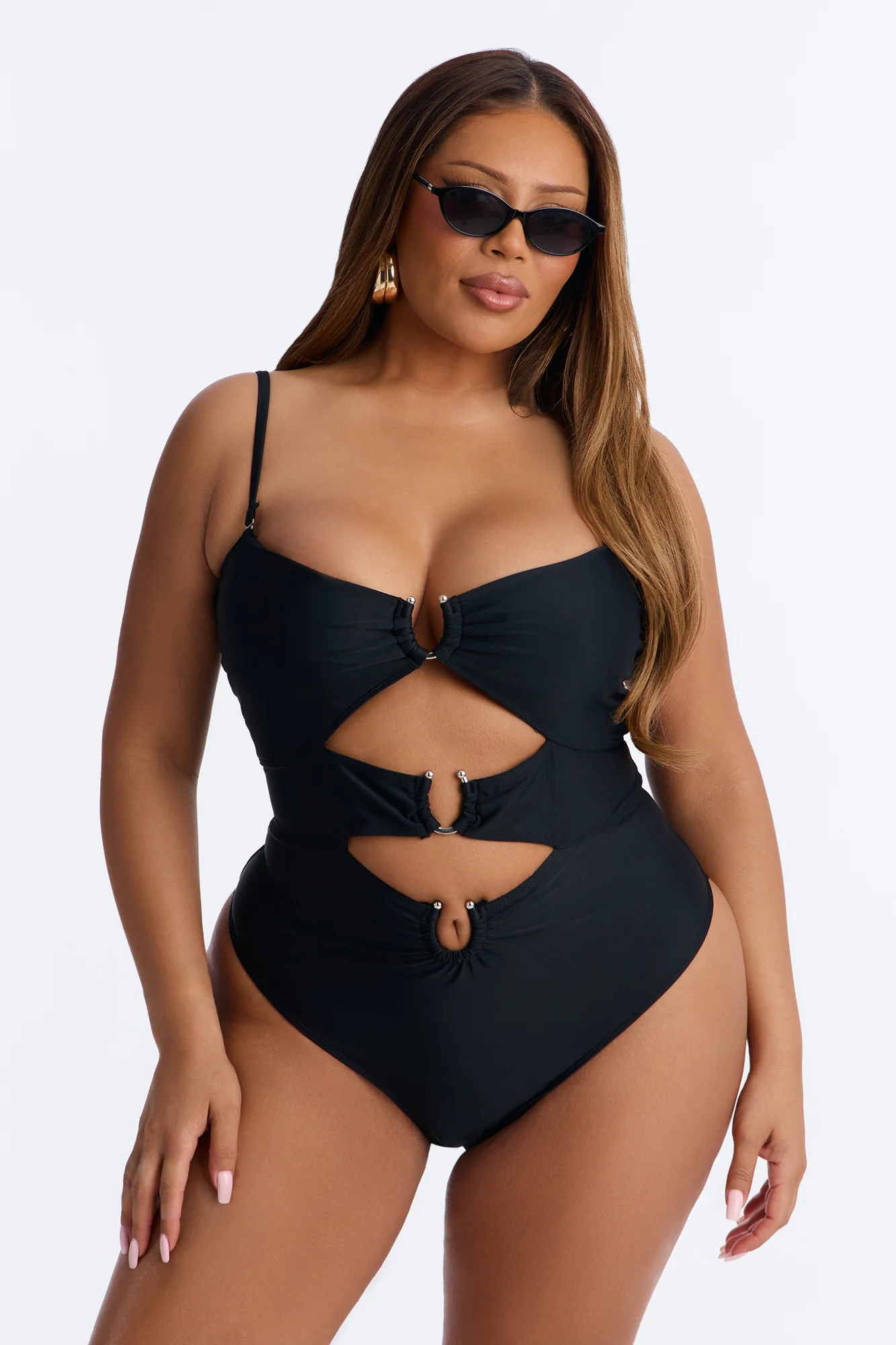Mimosas By The Pool U Wire Cut Out 1 Piece Swimsuit - Black - Image 4