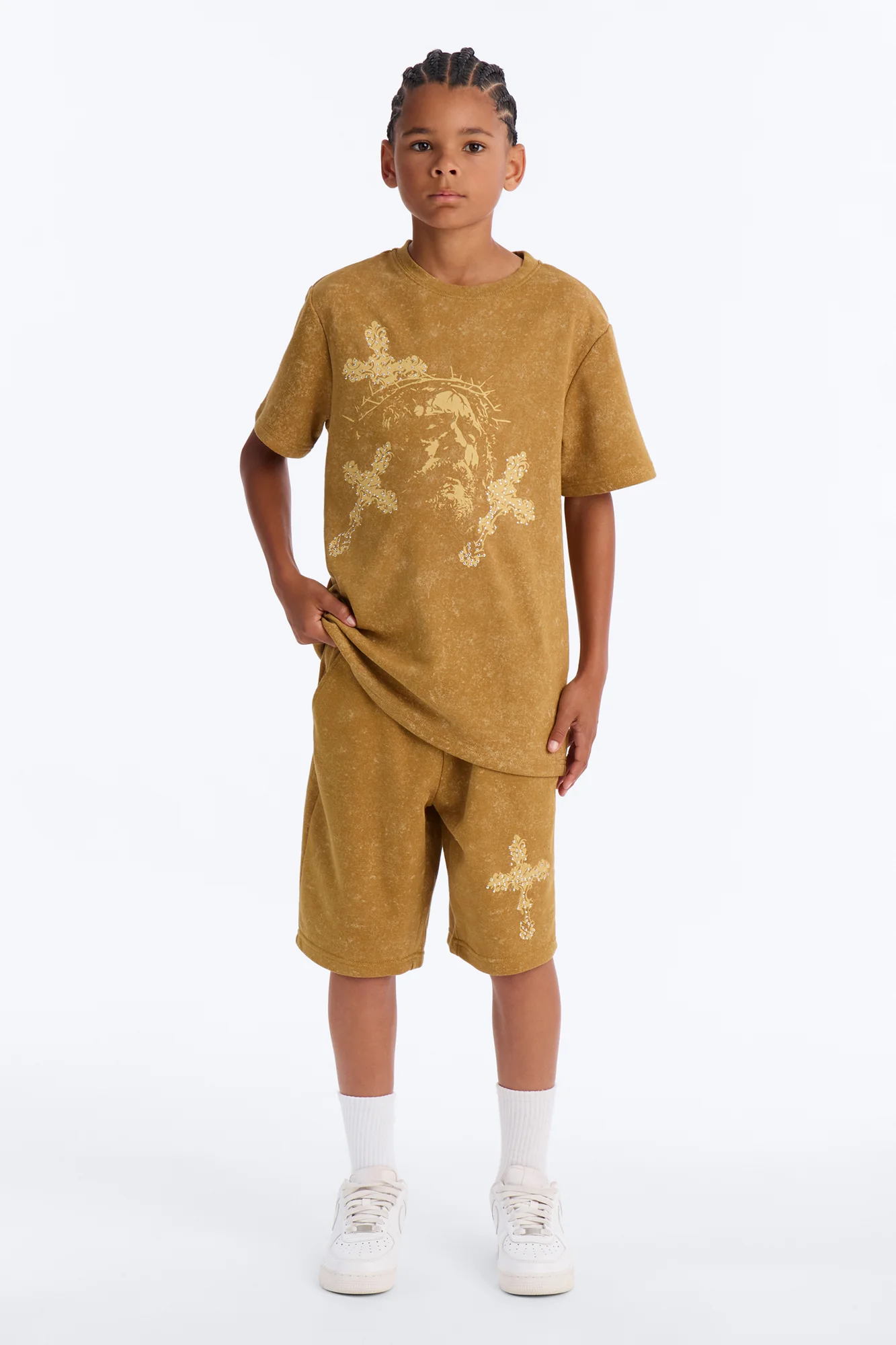 Mini All About My Faith Mineral Wash Short Set - Mocha