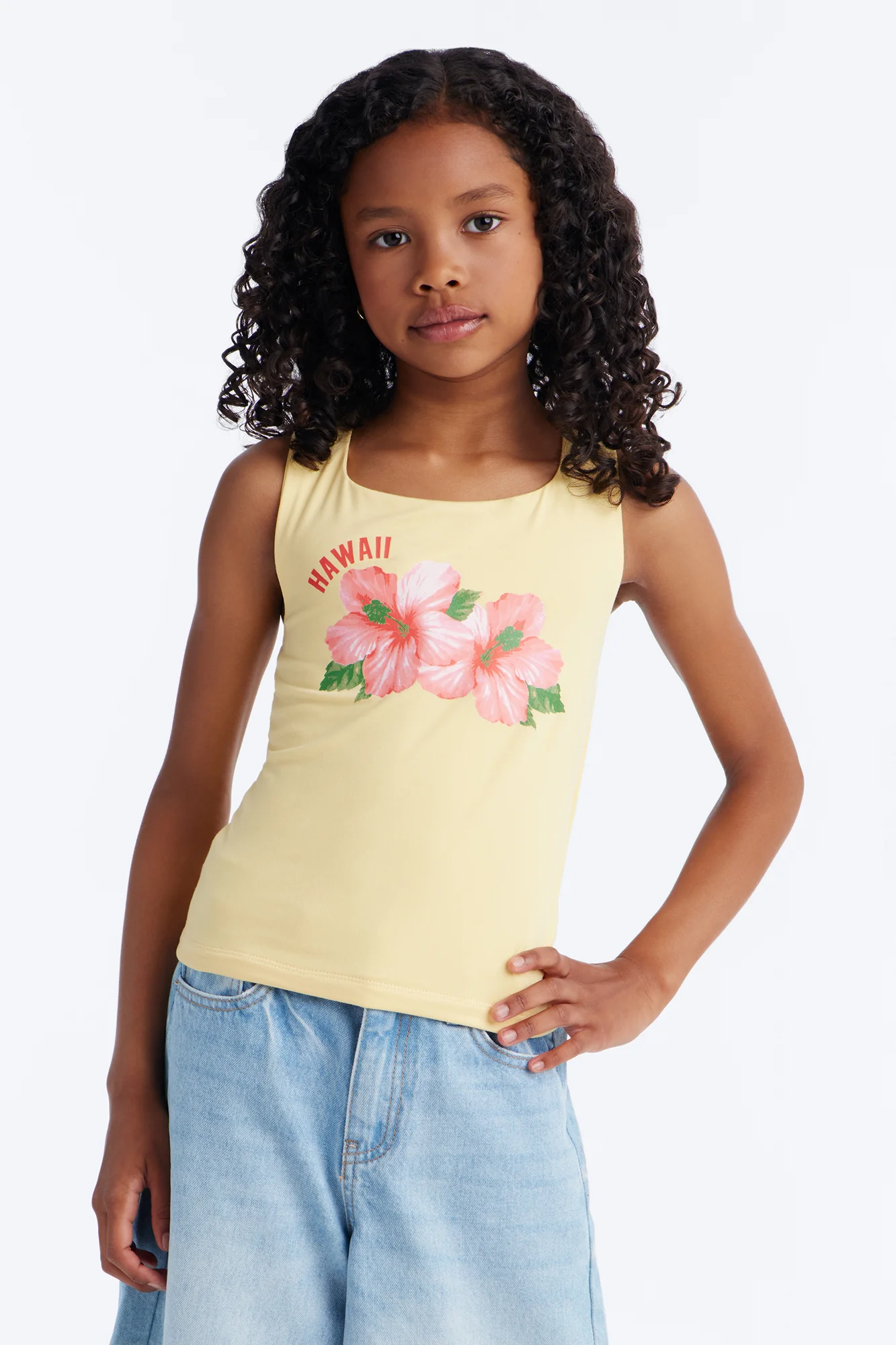 Mini Aloha Floral Tank Top - Yellow