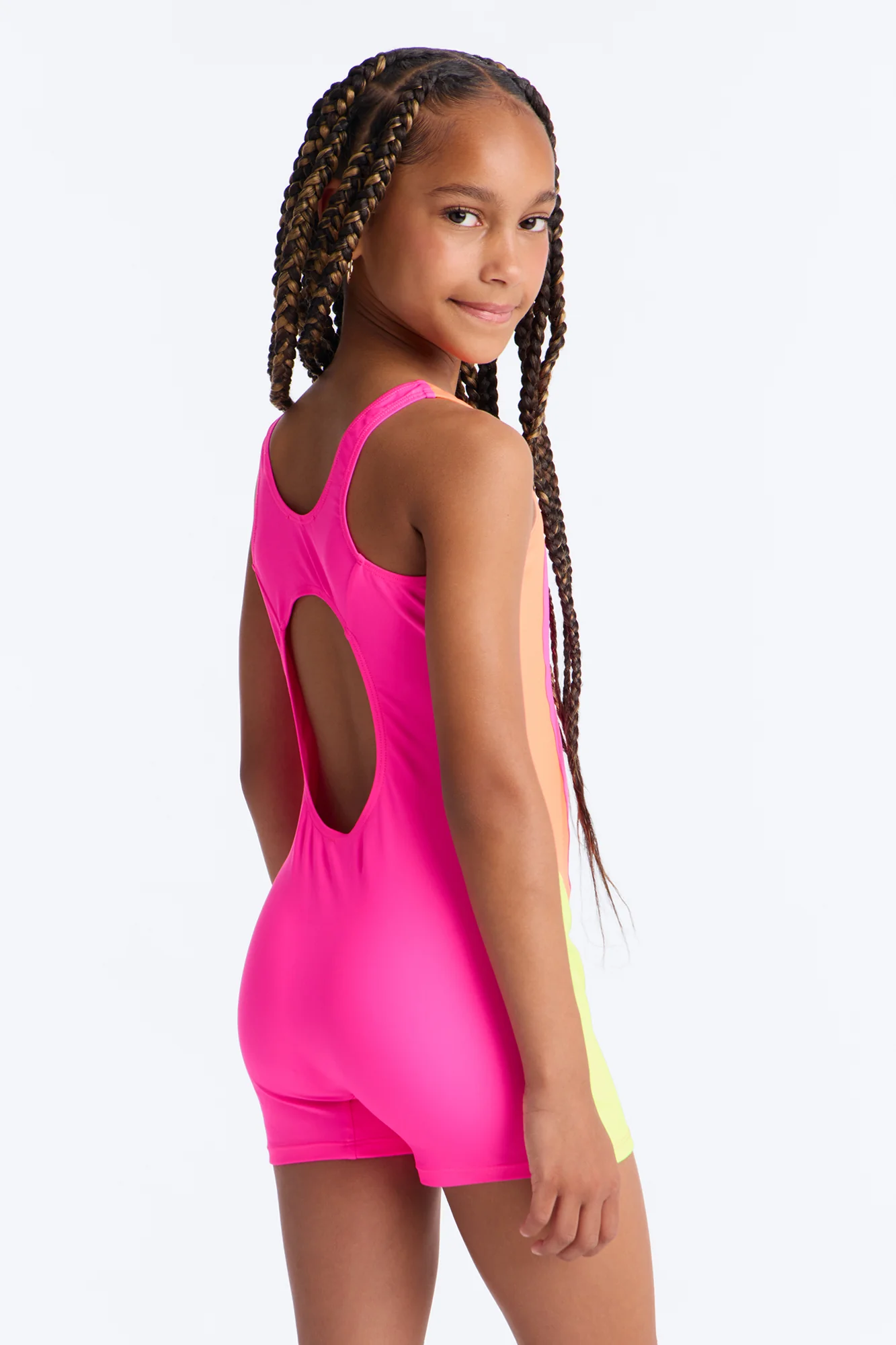 Mini Amy Colorblock Boyshort Romper 1 Piece Swimsuit - Pink/combo - Image 3