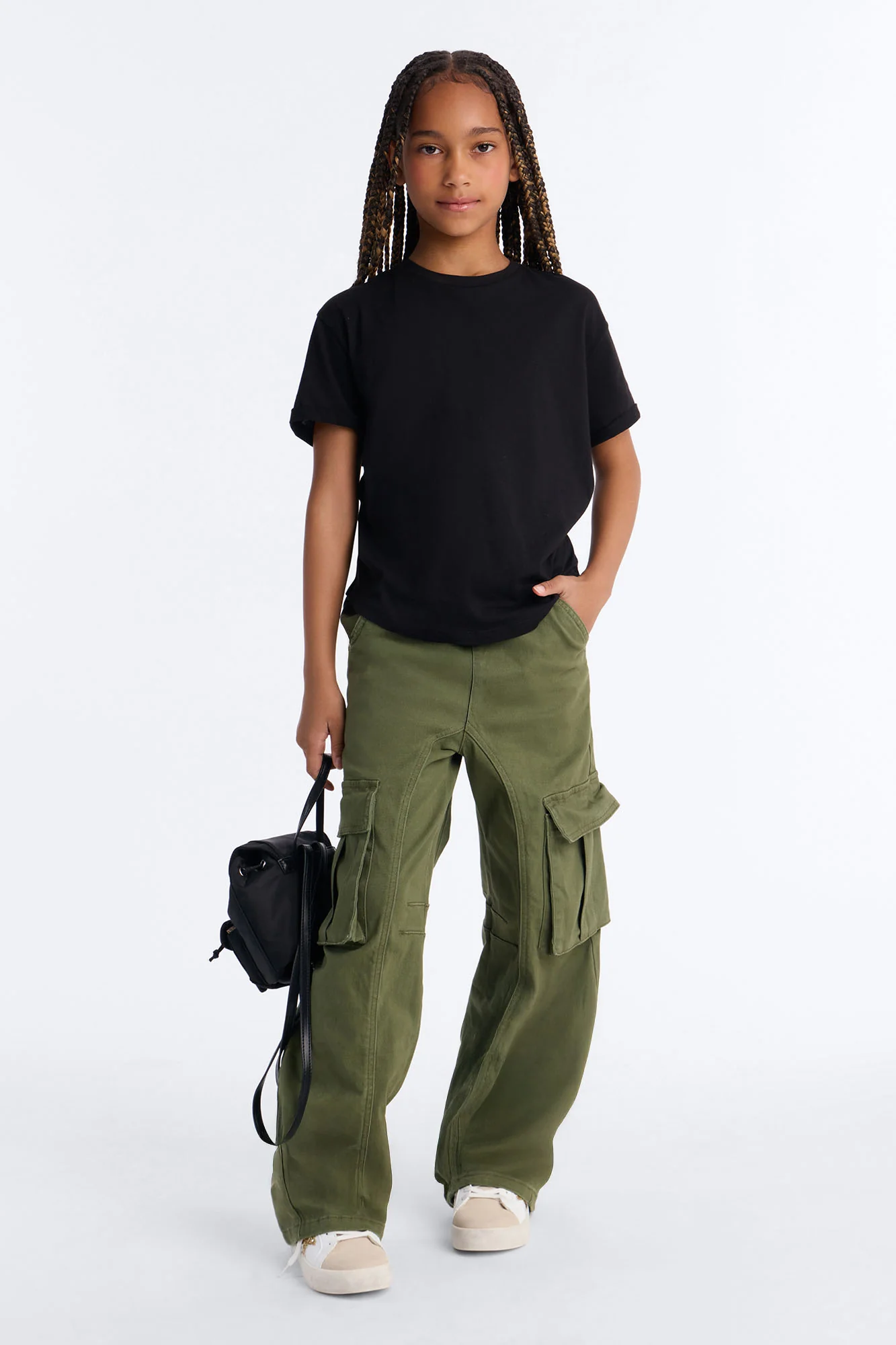 Mini Annie Cuffed Short Sleeve Top - Black