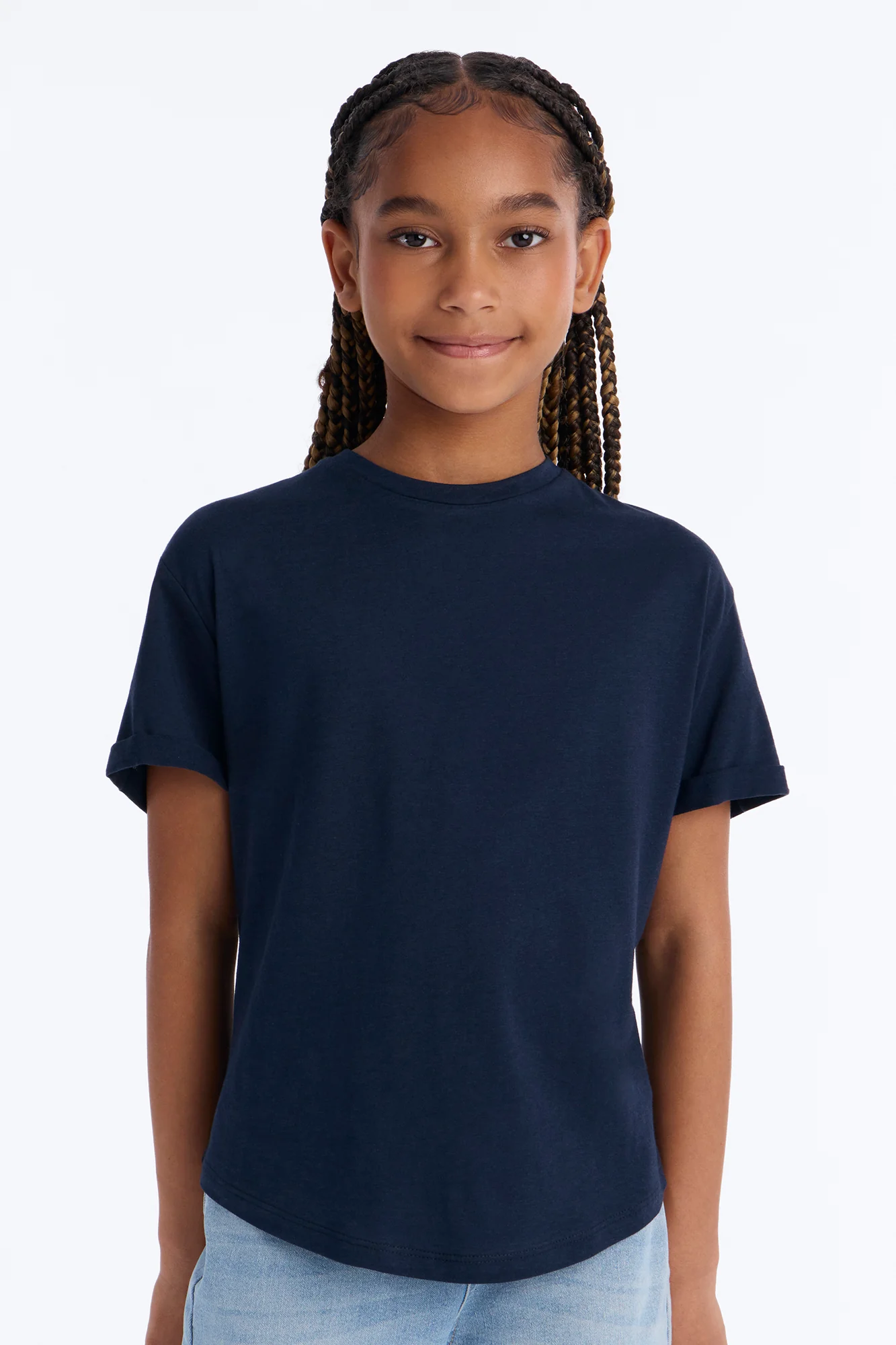 Mini Annie Cuffed Short Sleeve Top - Navy