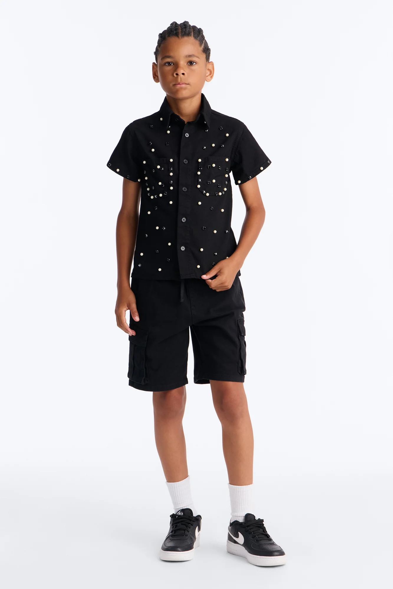 Mini Apex Stud Button Up Shirt - Black - Image 2
