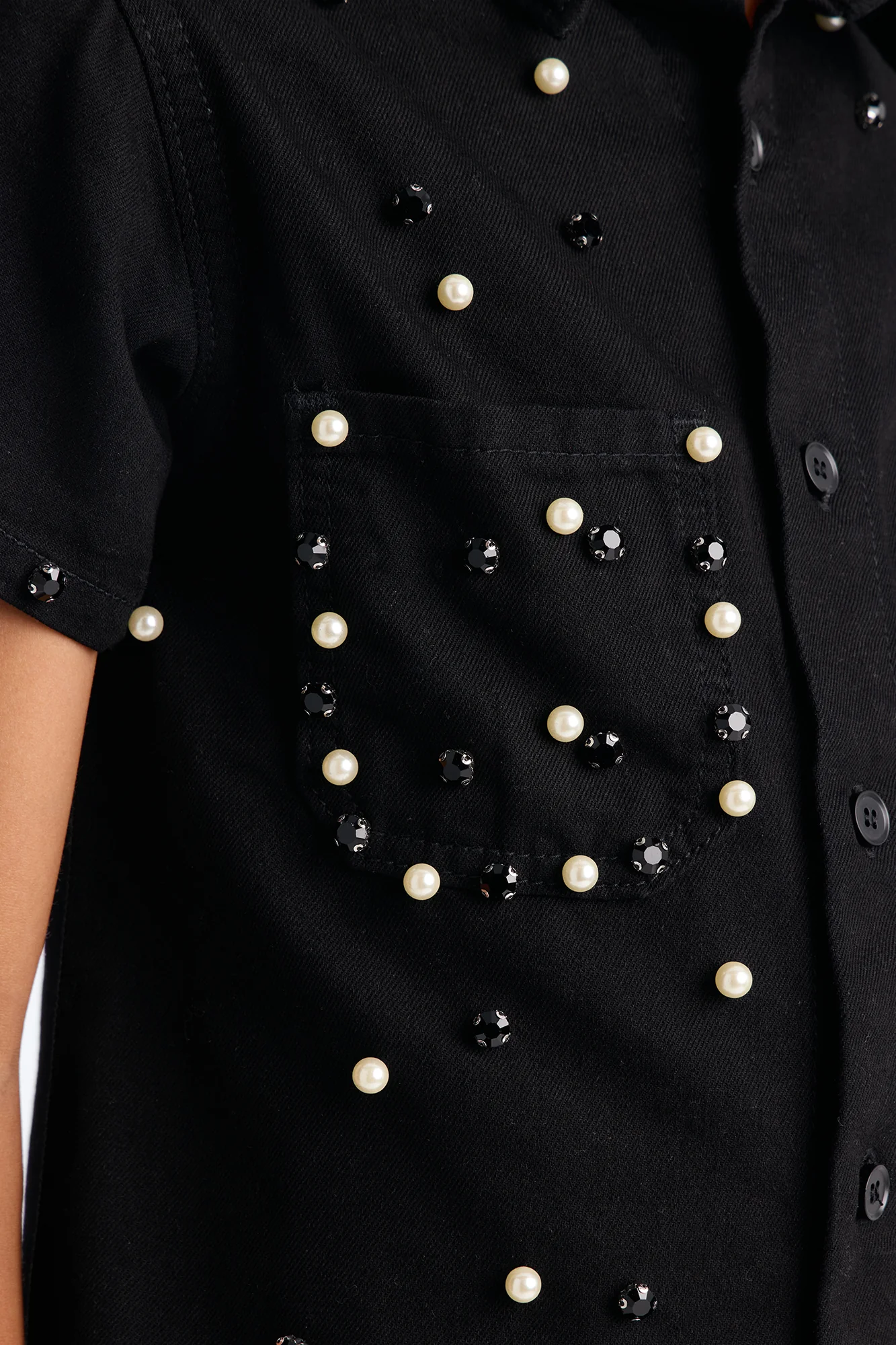 Mini Apex Stud Button Up Shirt - Black - Image 3