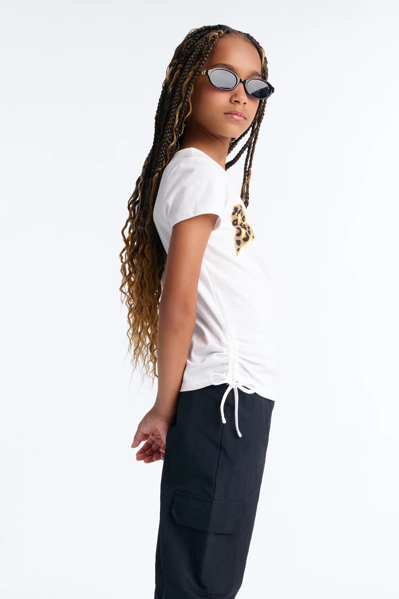 Mini Baddie Behavior Parachute Pant Set - White/Black - Image 2