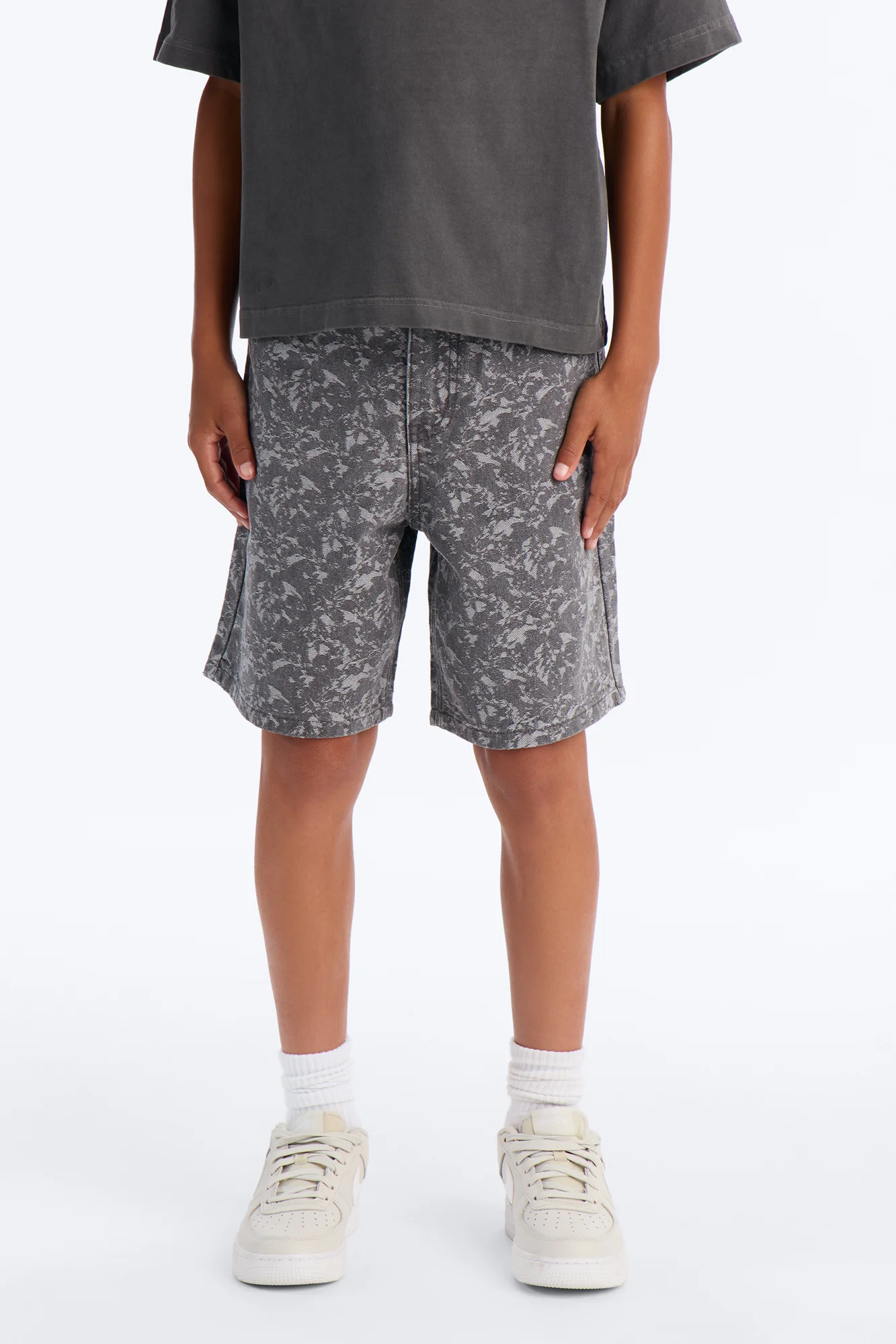 Mini Baggy Urban Jacquard Denim Short - Grey