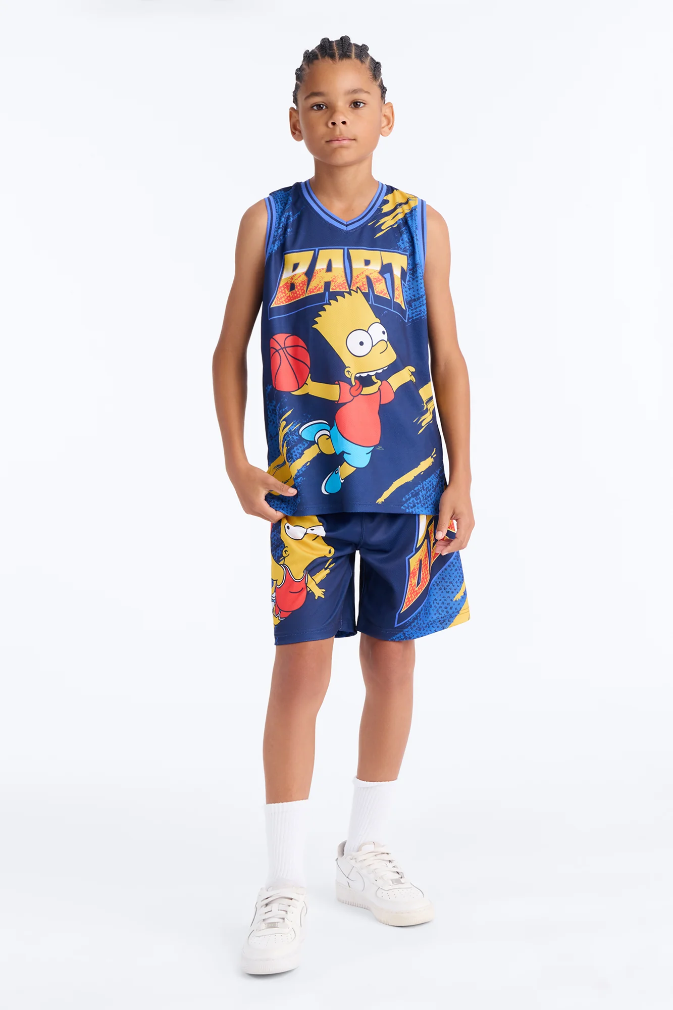 Mini Bart Simpson Dunk Devil Short Set - Navy