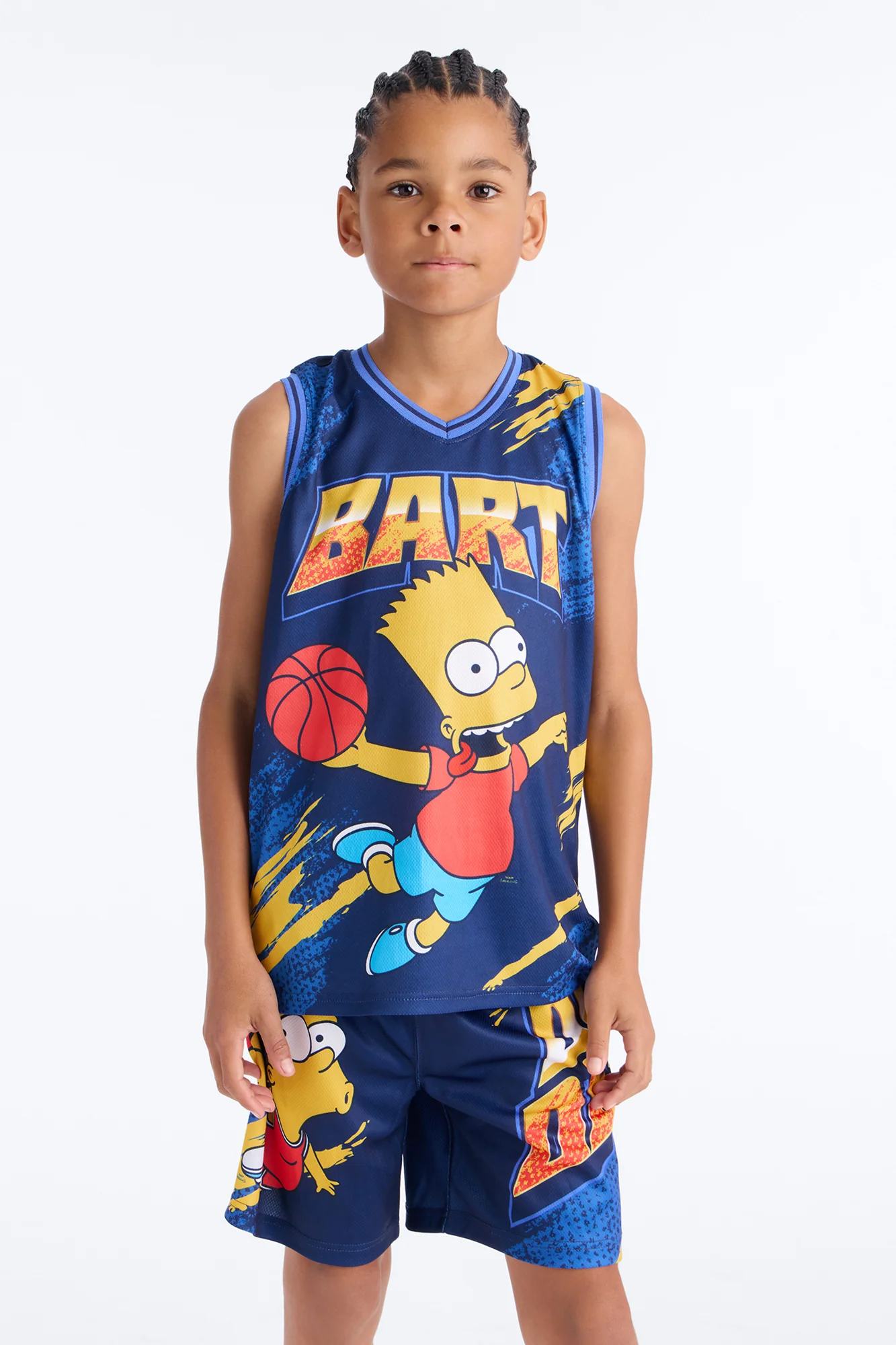 Mini Bart Simpson Dunk Devil Short Set - Navy - Image 2