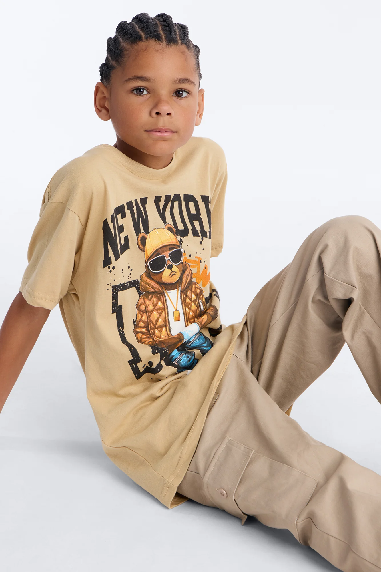 Mini Bear In New York Short Sleeve Tee - Sand