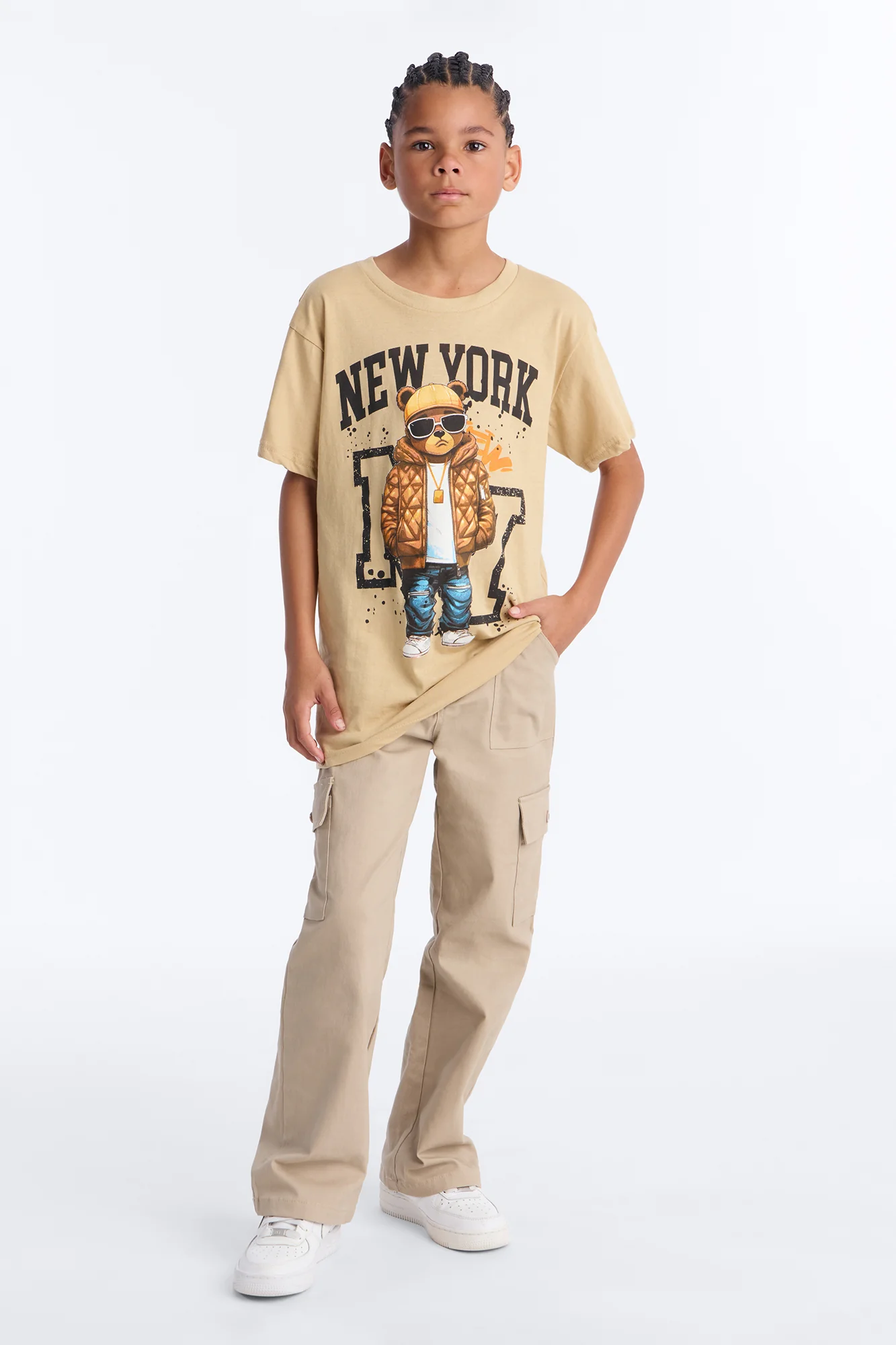 Mini Bear In New York Short Sleeve Tee - Sand - Image 2