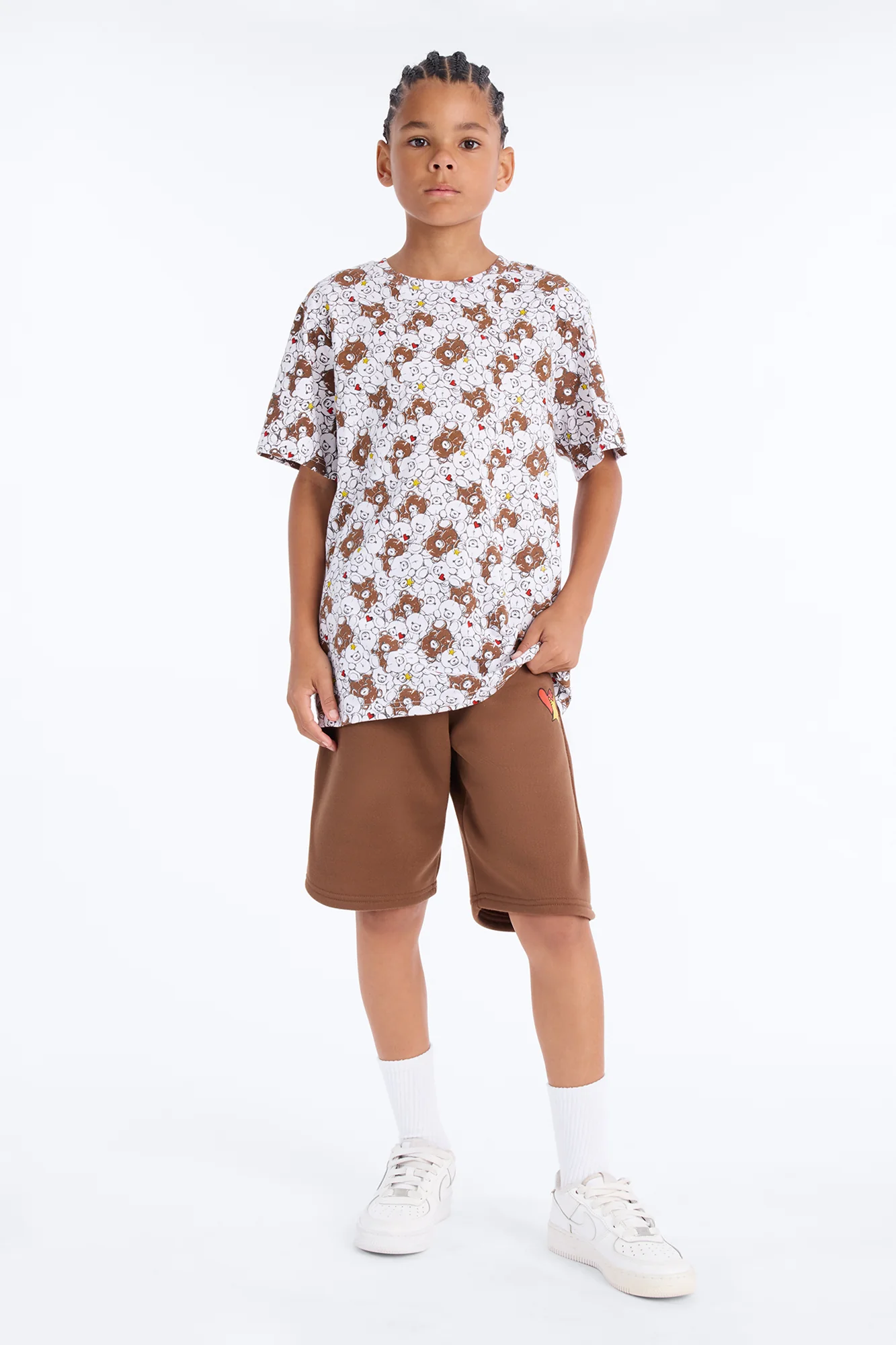 Mini Bears Everywhere Short Set - Brown/combo