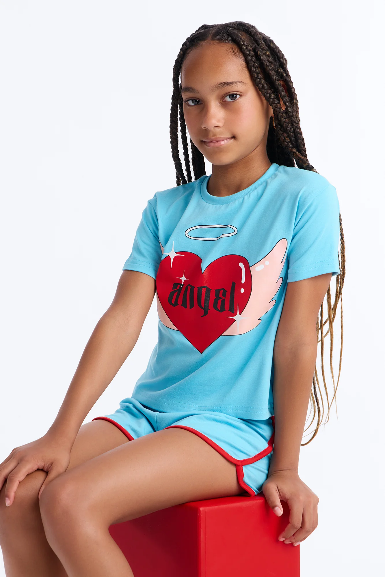 Mini Beautiful Angel Short Set - Blue - Image 2