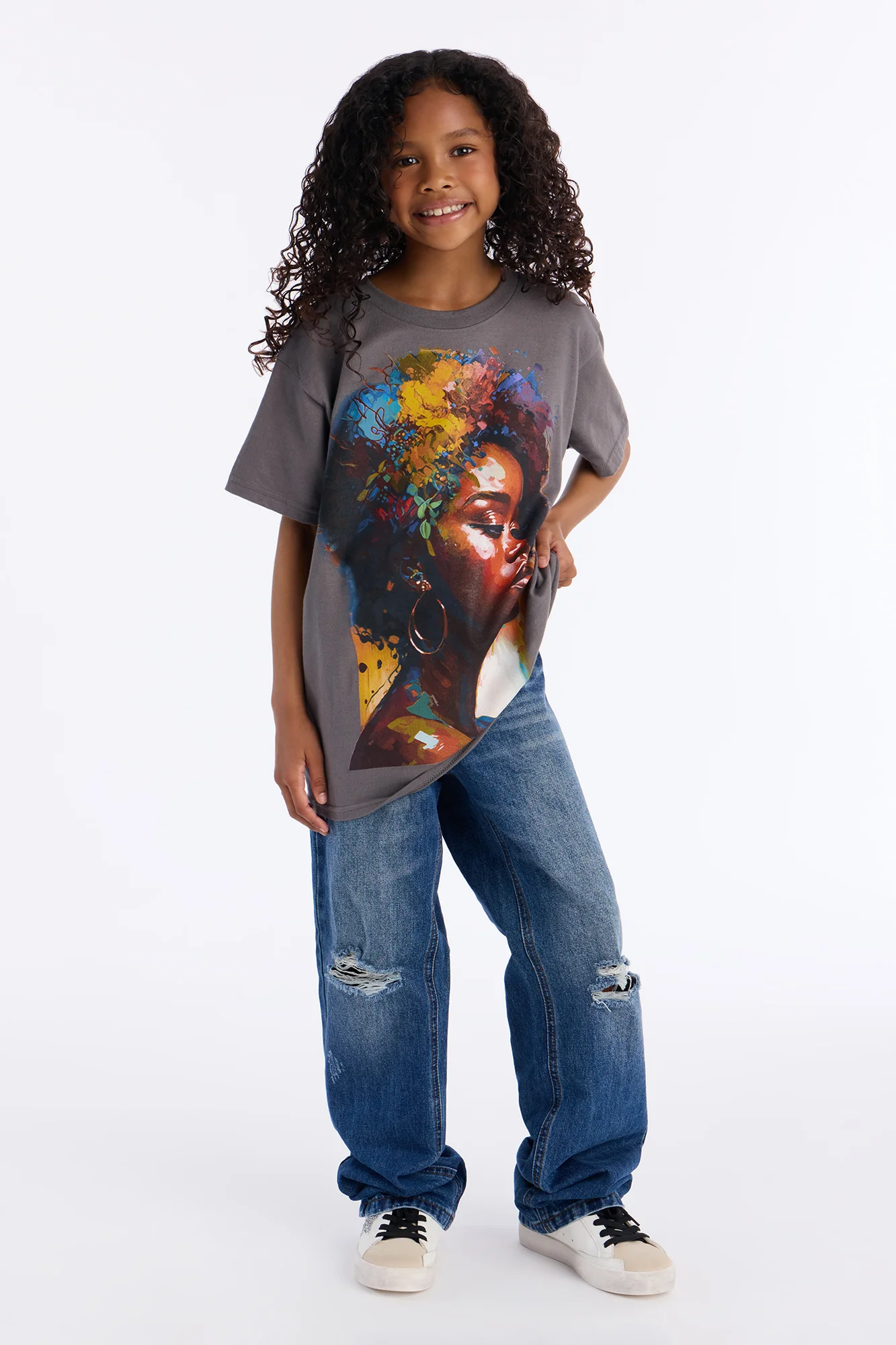Mini Beautiful Woman Profile Tee - Charcoal - Image 2