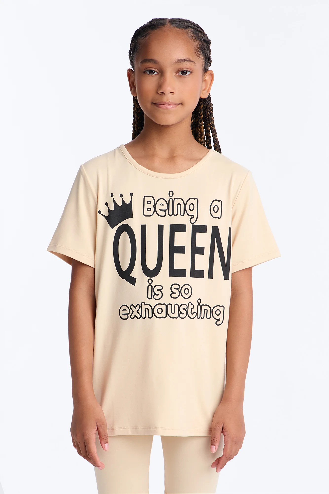 Mini Being A Queen Is So Exhausting Bike Short Set - Mocha - Image 2