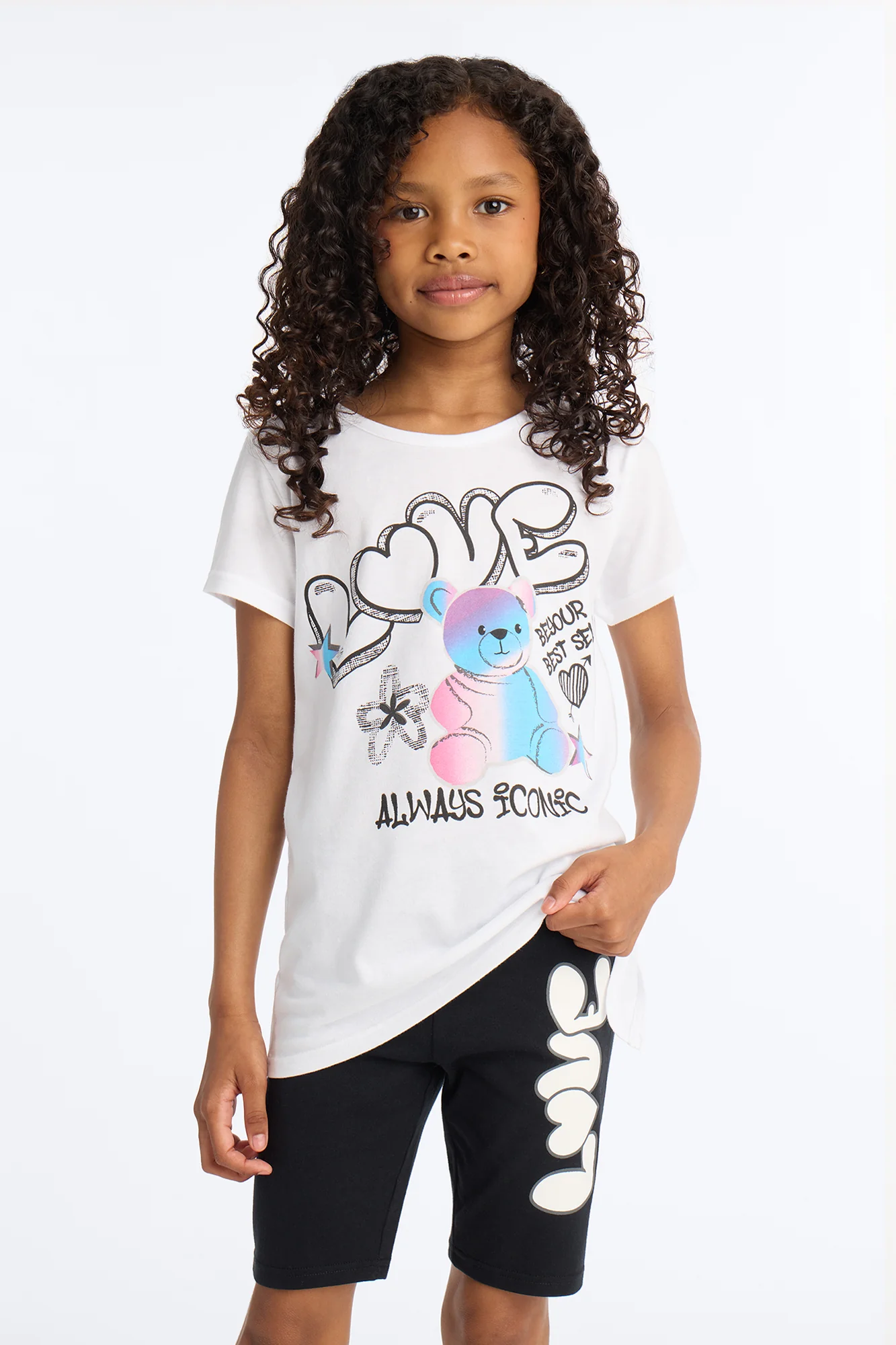 Mini Believe In Love Bike Short Set - White/Black - Image 2