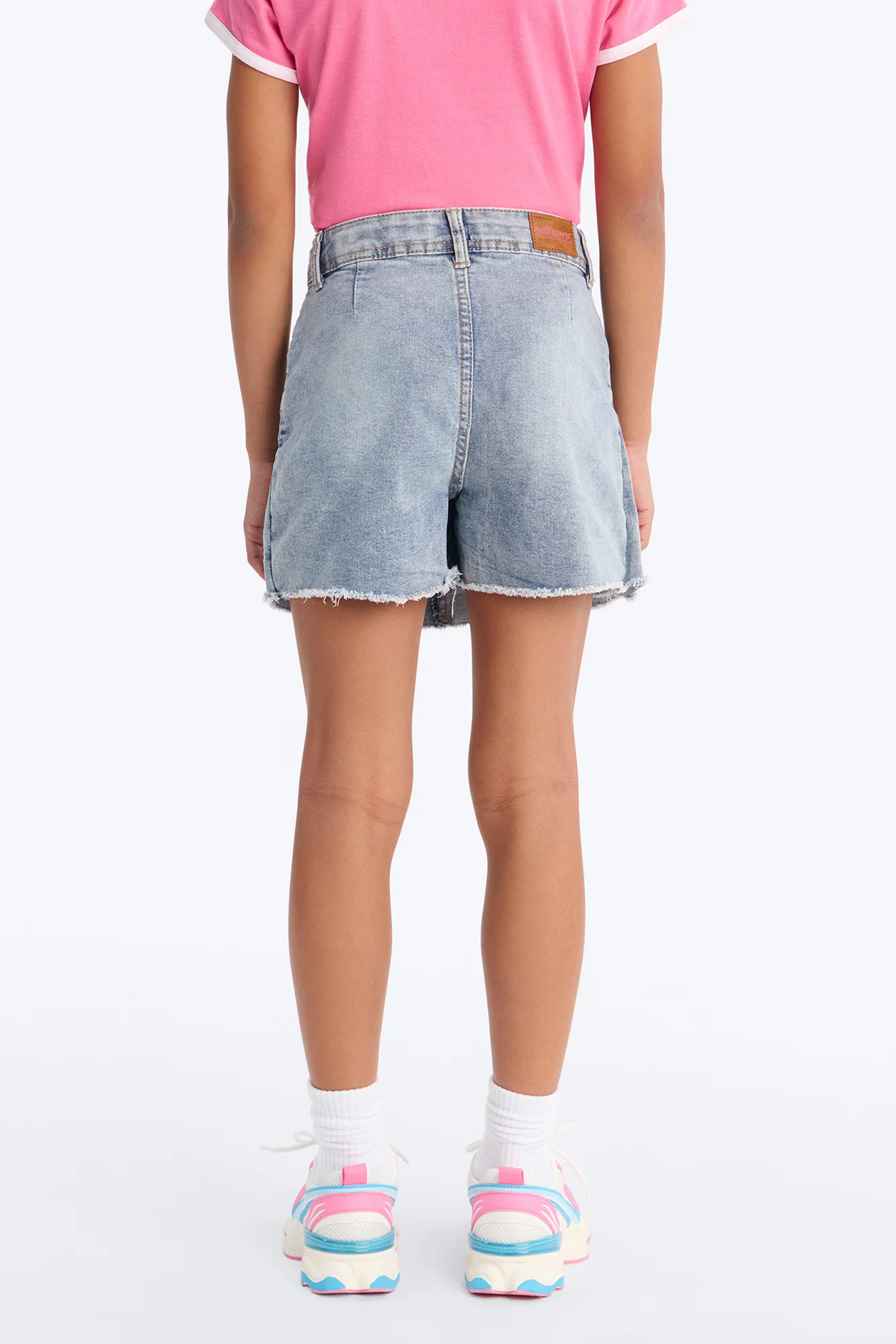 Mini Believe In Magic Pleated Denim Skort - Light Wash - Image 4