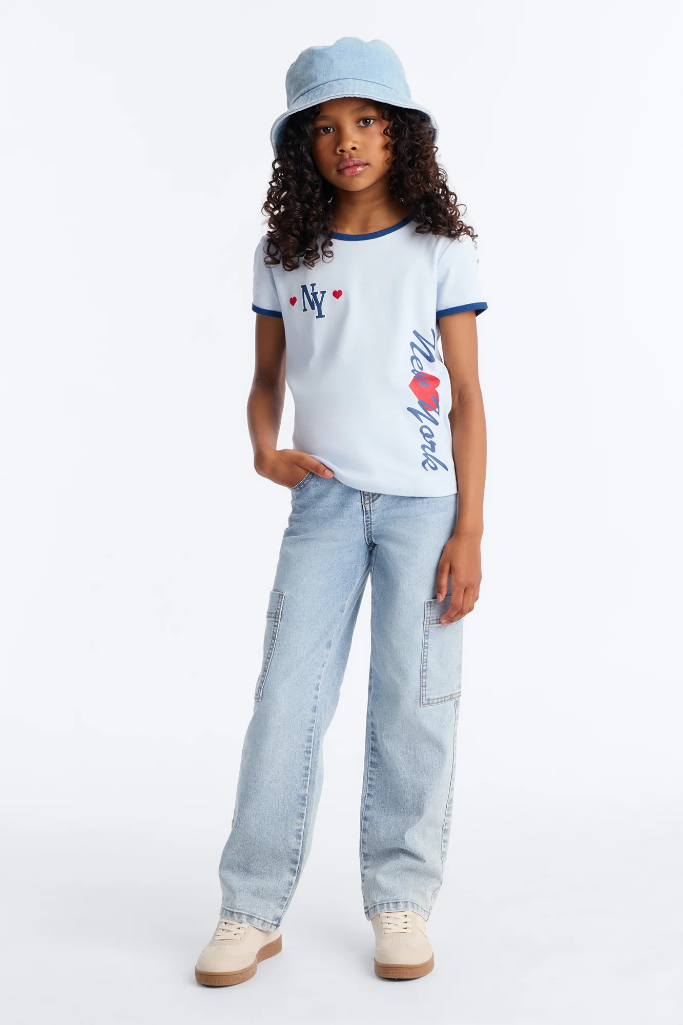 Mini Best Friends For Life Straight Leg Cargo Jeans - Light Wash - Image 2
