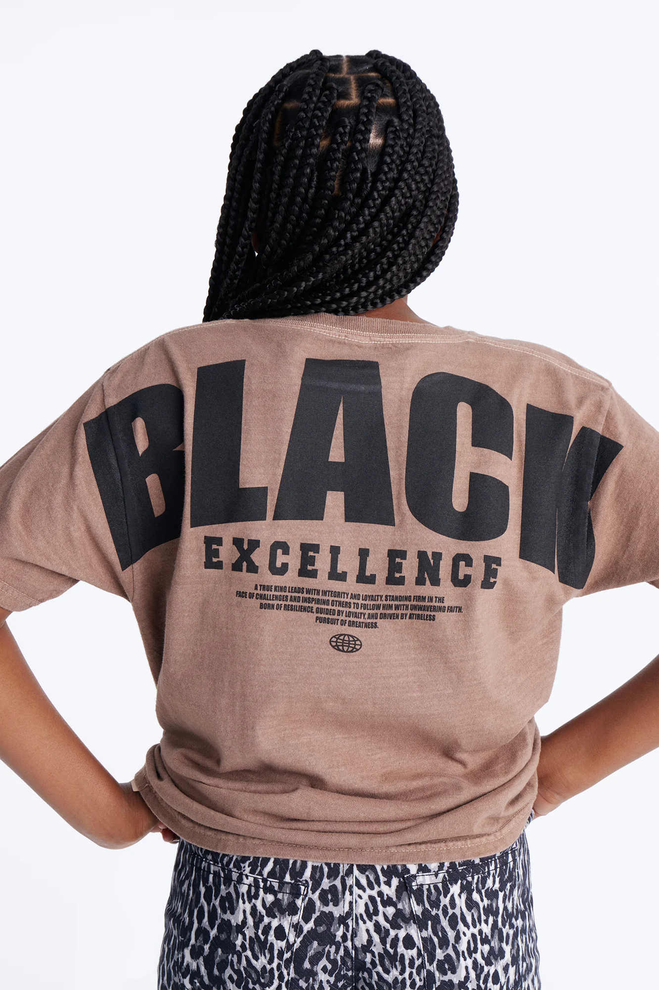 Mini Black Excellence Washed Tee - Brown