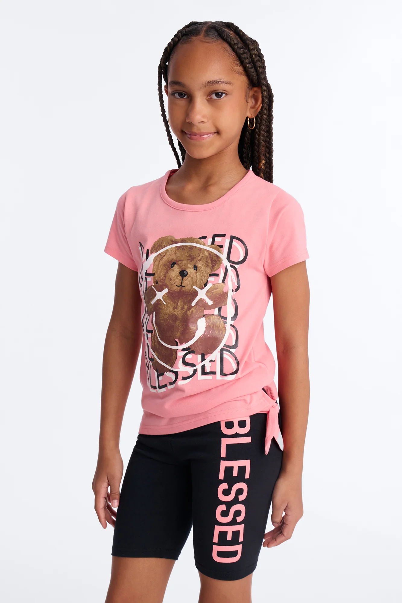 Mini Blessed Vibes Forever Short Set - Coral/combo - Image 2