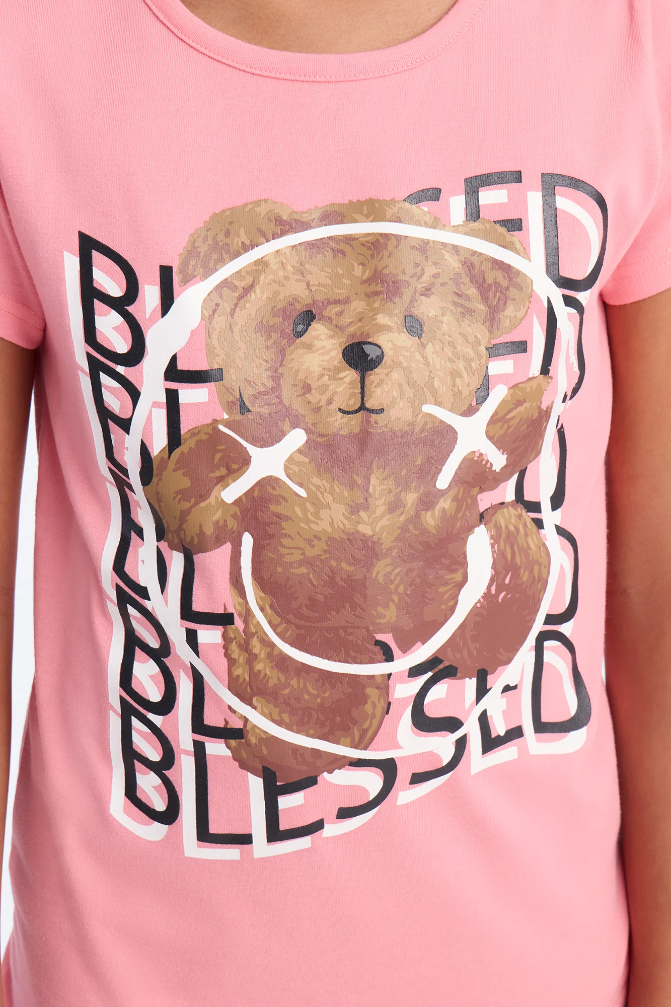 Mini Blessed Vibes Forever Short Set - Coral/combo - Image 3